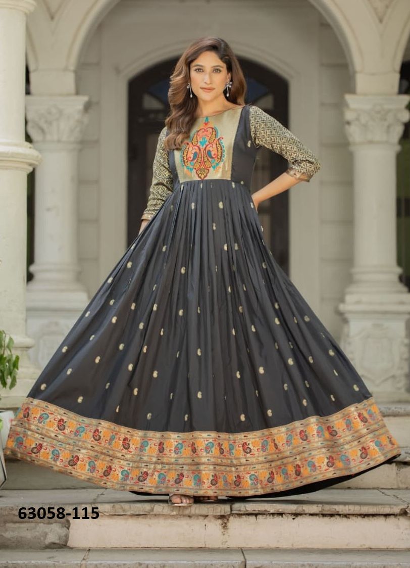 FLOOR LENGTH 115-116 - Catalog # 63058 (Set of 2 Readymade Gowns) by Komal Pret FLOOR LENGTH 115-116 - Catalog # 63058 (Set of 2 Readymade Gowns) by Komal Pret