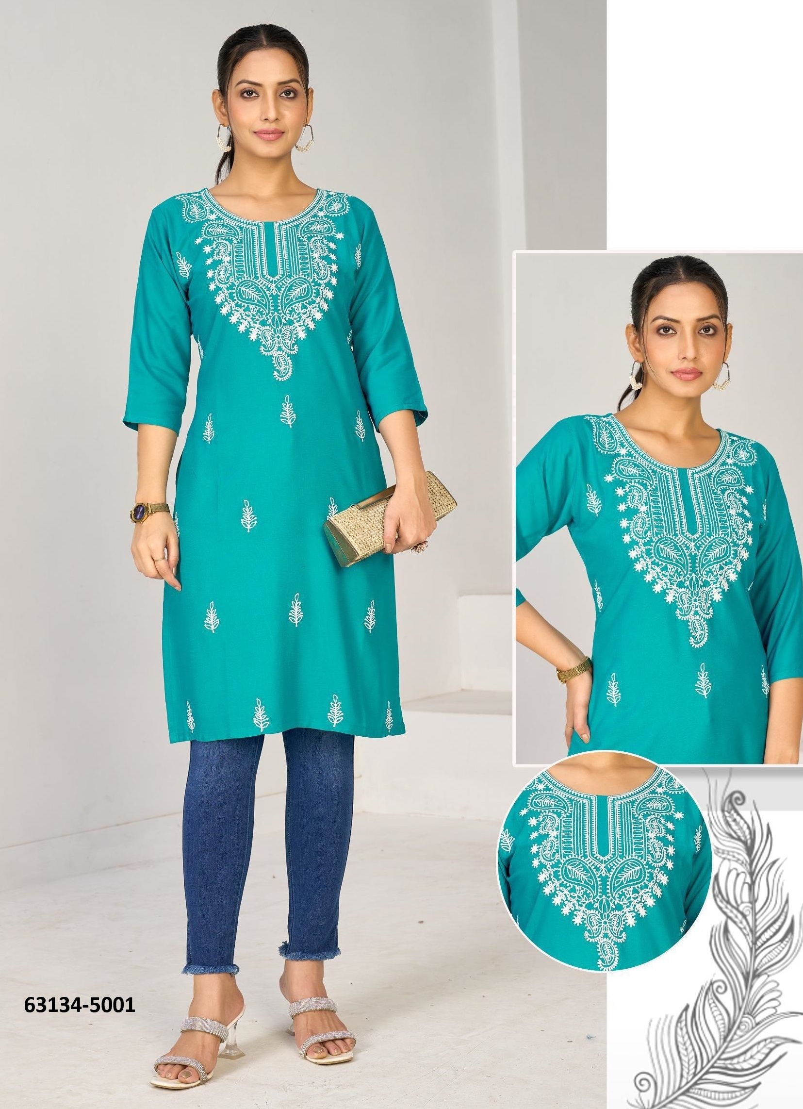 COLLEGE GIRL 5 - Catalog # 63134 (Set of 6 Readymade Women's Kurtis / Tops) by Blue Hills COLLEGE GIRL 5 - Catalog # 63134 (Set of 6 Readymade Women's Kurtis / Tops) by Blue Hills
