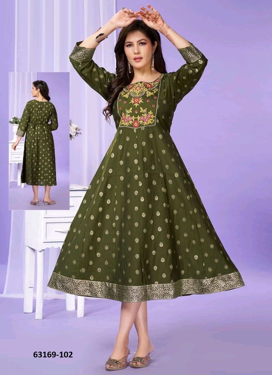 SINDHU - Catalog # 63169 (Set of 6 Readymade Women's Kurtis / Tops) by Dee Cee