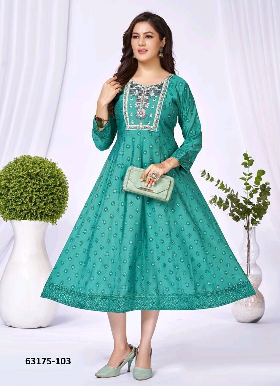 MANGO DOLI - Catalog # 63175 (Set of 6 Readymade Women's Kurtis / Tops) by Dee Cee