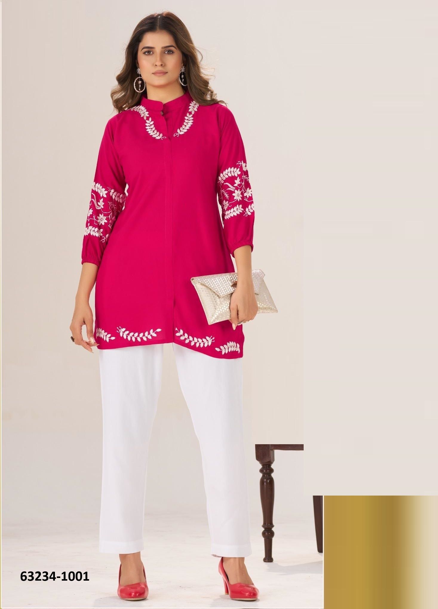 CLARA - Catalog # 63234 (Set of 4 Readymade Women's Kurtis / Tops) by Blue Hills CLARA - Catalog # 63234 (Set of 4 Readymade Women's Kurtis / Tops) by Blue Hills