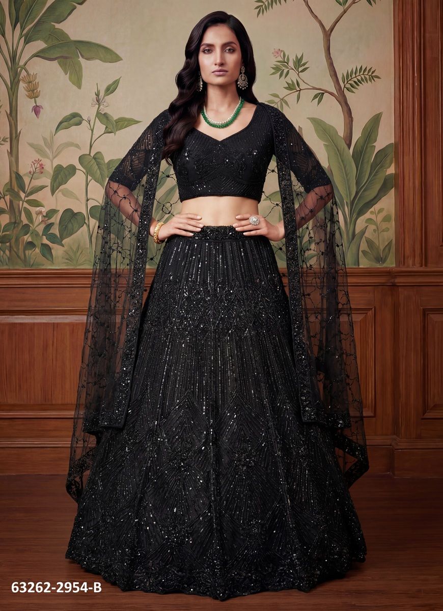SERIES 2954 - Catalog # 63262 (Set of 2 Semi-Stitched Lehengas) by Raw Lemon