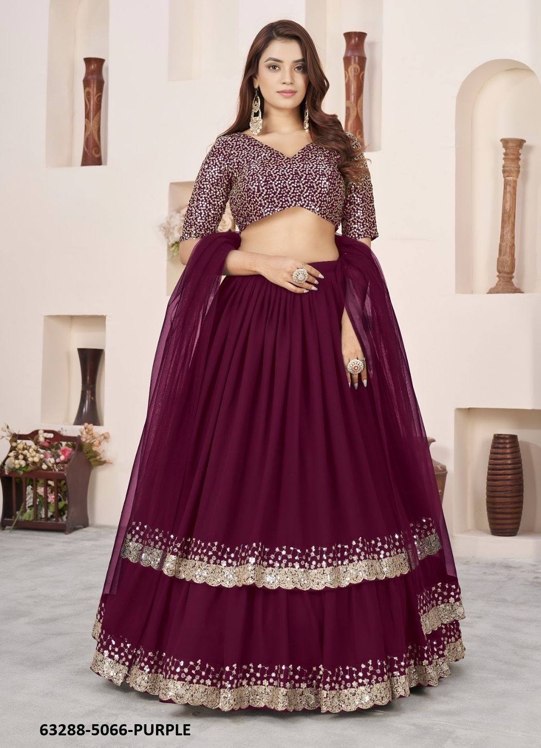 AANCHAL 2 - Catalog # 63288 (Set of 10 Semi-Stitched Lehengas) by Komal Pret