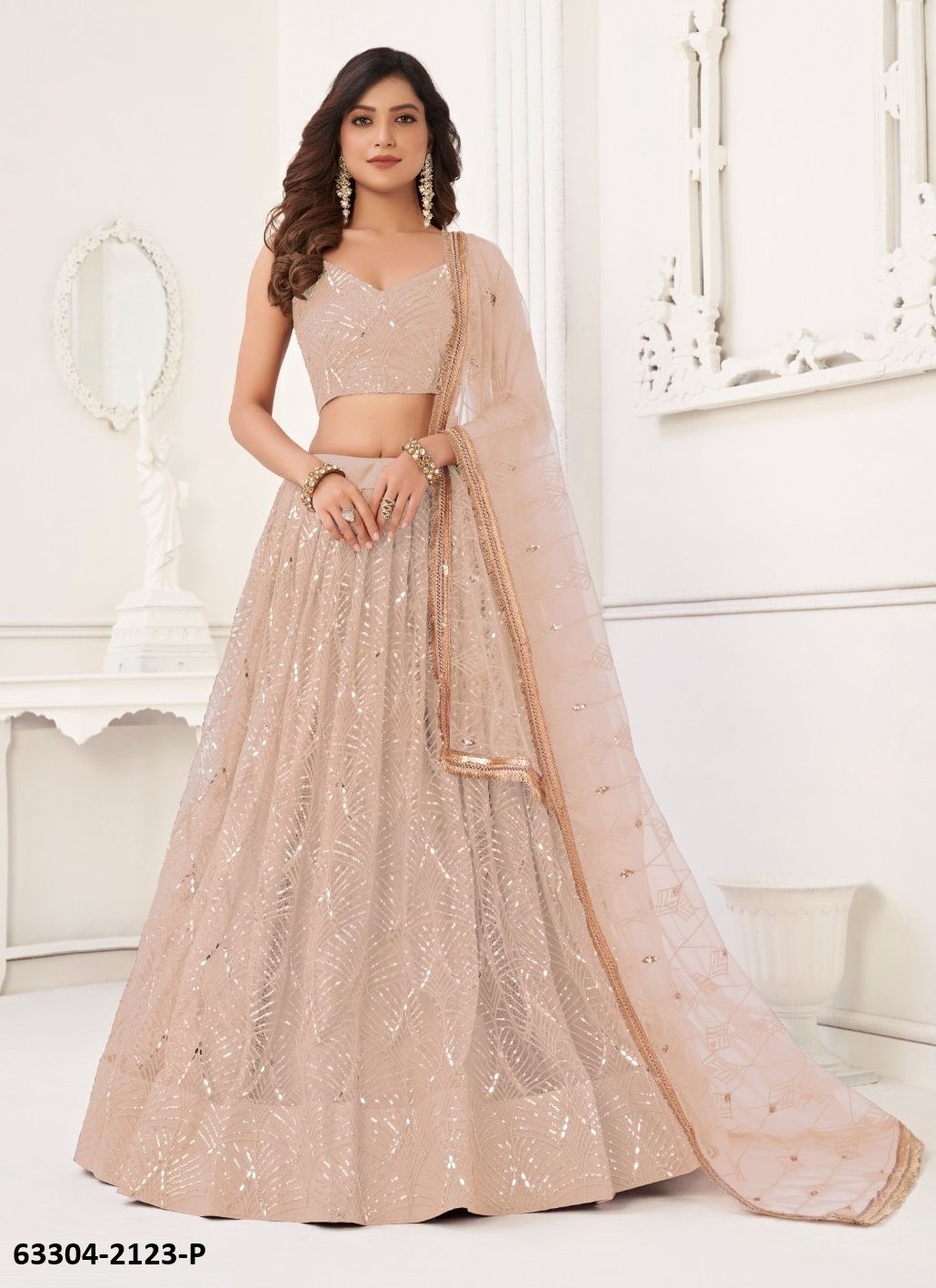 SERIES 2123 - Catalog # 63304 (Set of 5 Semi-Stitched Lehengas) by Narayani Fashion House