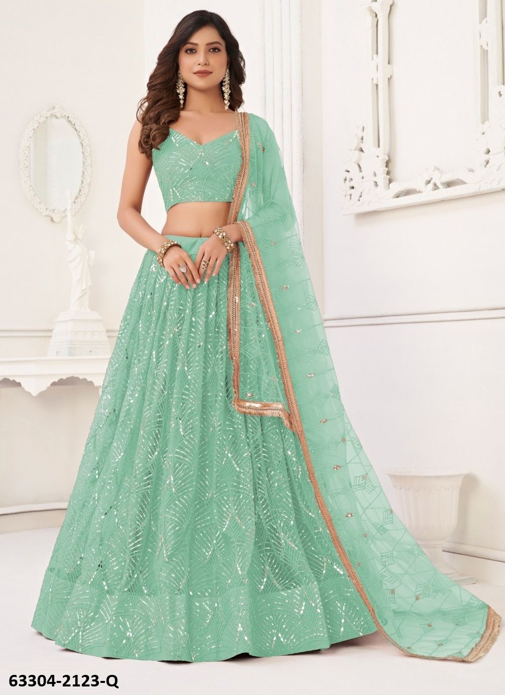 SERIES 2123 - Catalog # 63304 (Set of 5 Semi-Stitched Lehengas) by Narayani Fashion House