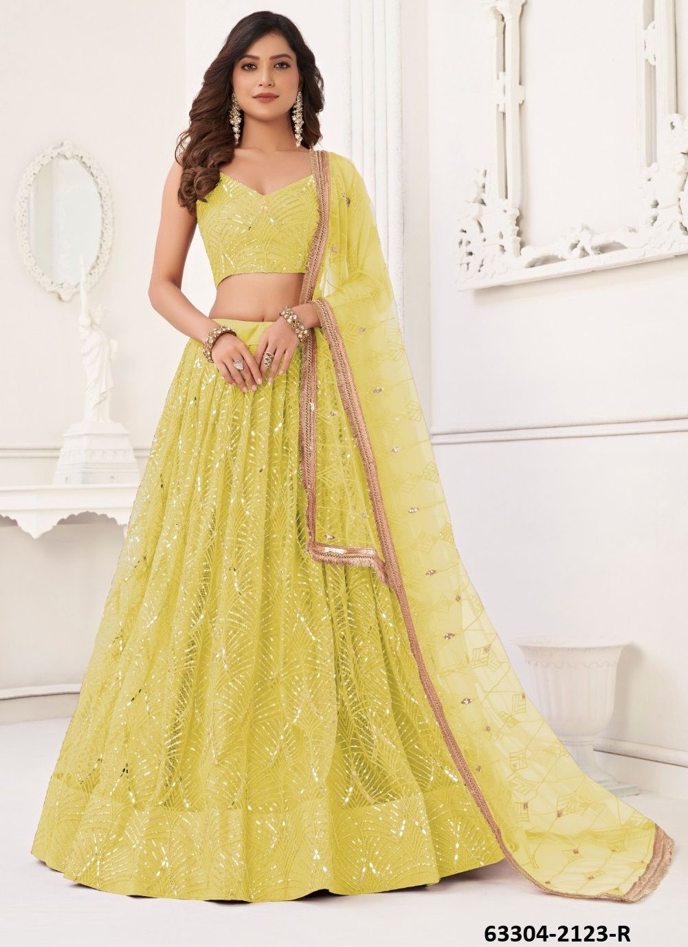 SERIES 2123 - Catalog # 63304 (Set of 5 Semi-Stitched Lehengas) by Narayani Fashion House