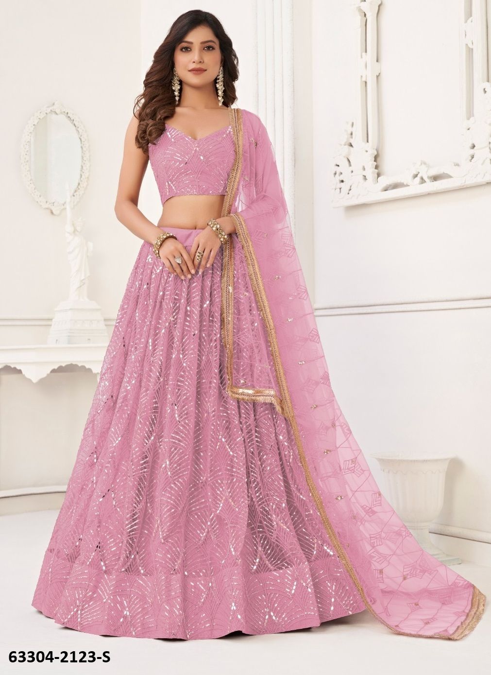 SERIES 2123 - Catalog # 63304 (Set of 5 Semi-Stitched Lehengas) by Narayani Fashion House