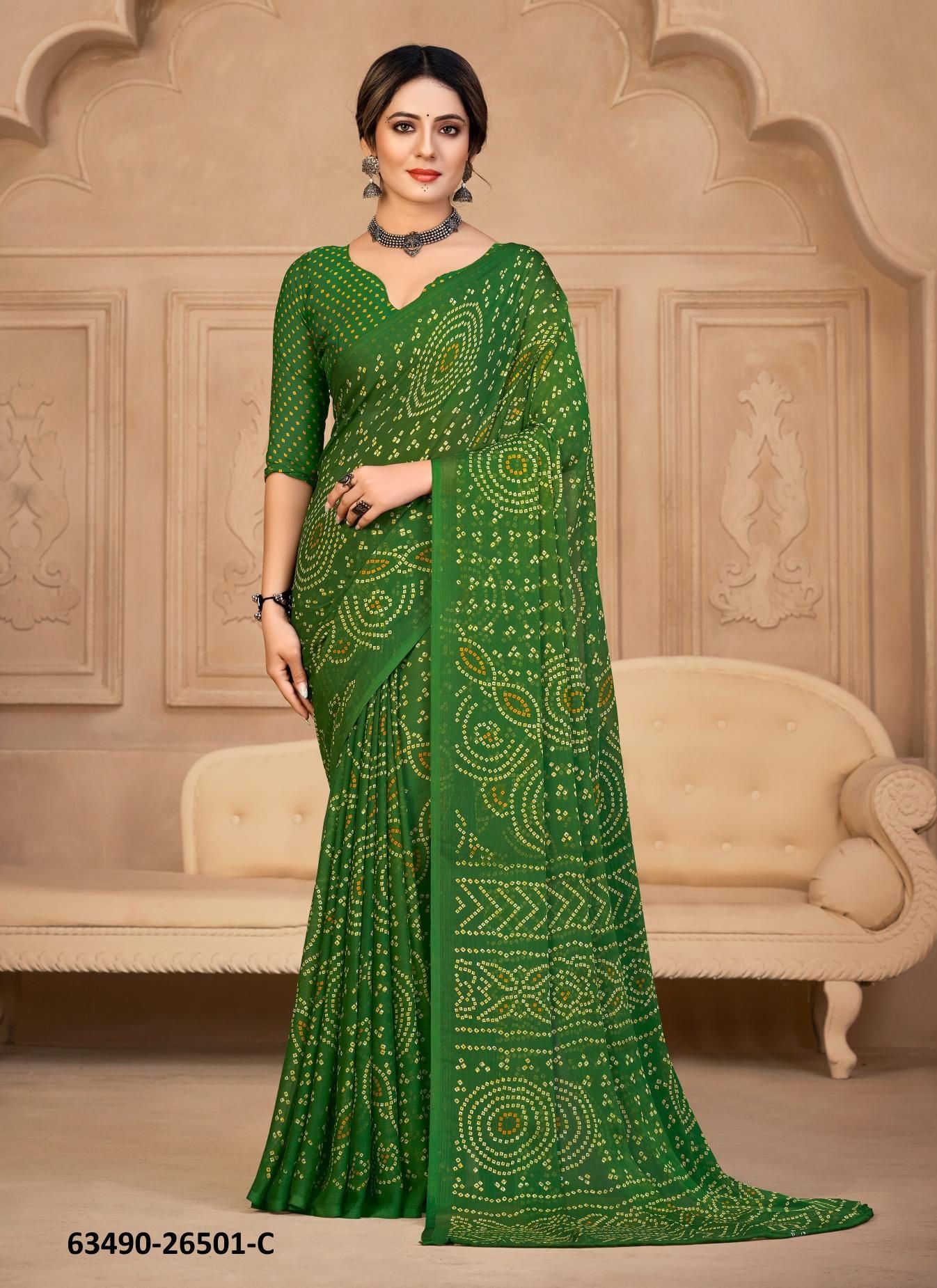 STAR CHIFFON 134 - Catalog # 63490 (Set of 12 Sarees) by Ruchi Sarees
