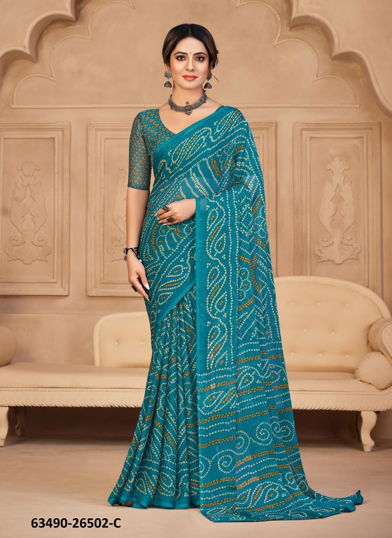 STAR CHIFFON 134 - Catalog # 63490 (Set of 12 Sarees) by Ruchi Sarees