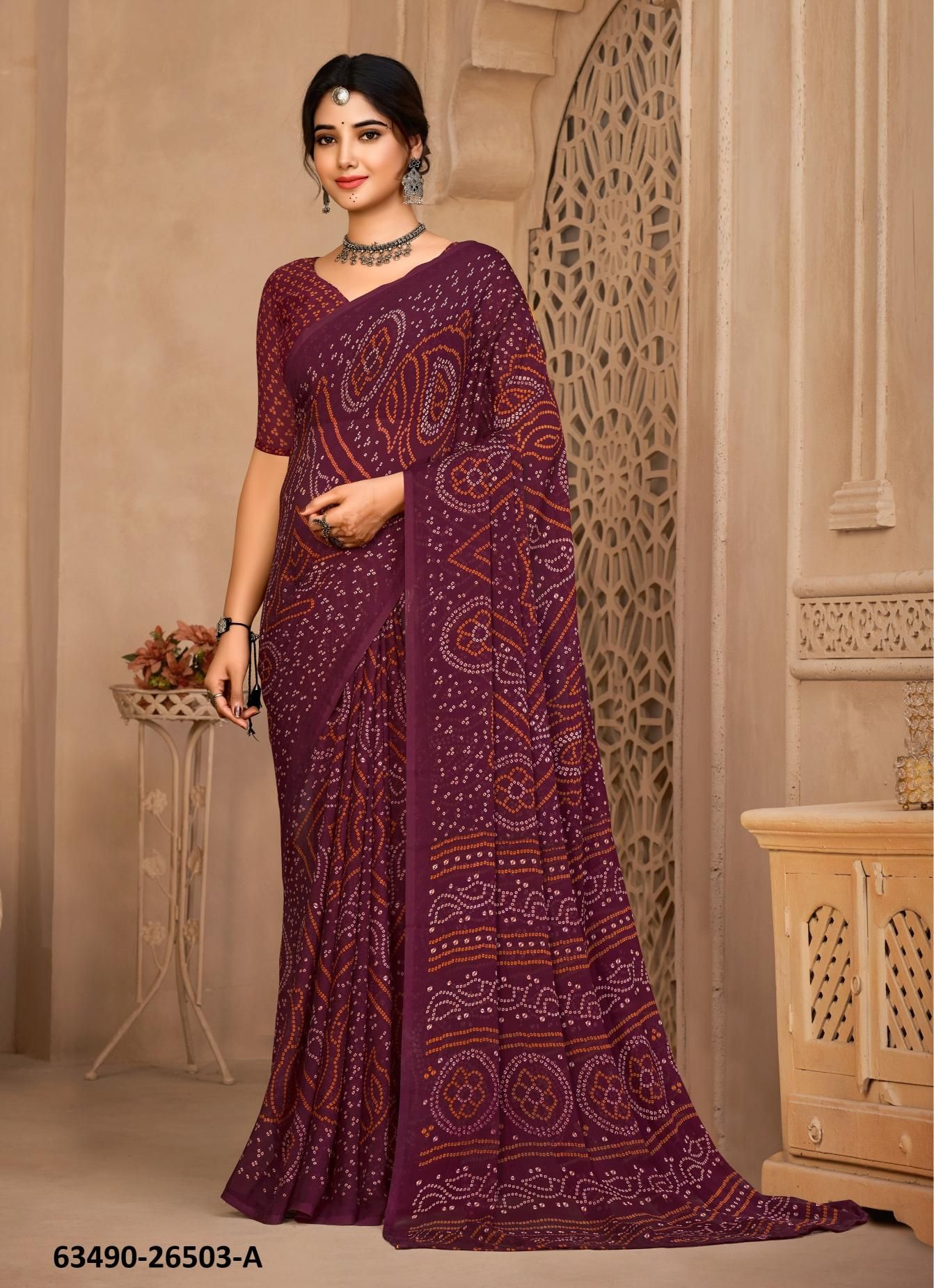 STAR CHIFFON 134 - Catalog # 63490 (Set of 12 Sarees) by Ruchi Sarees