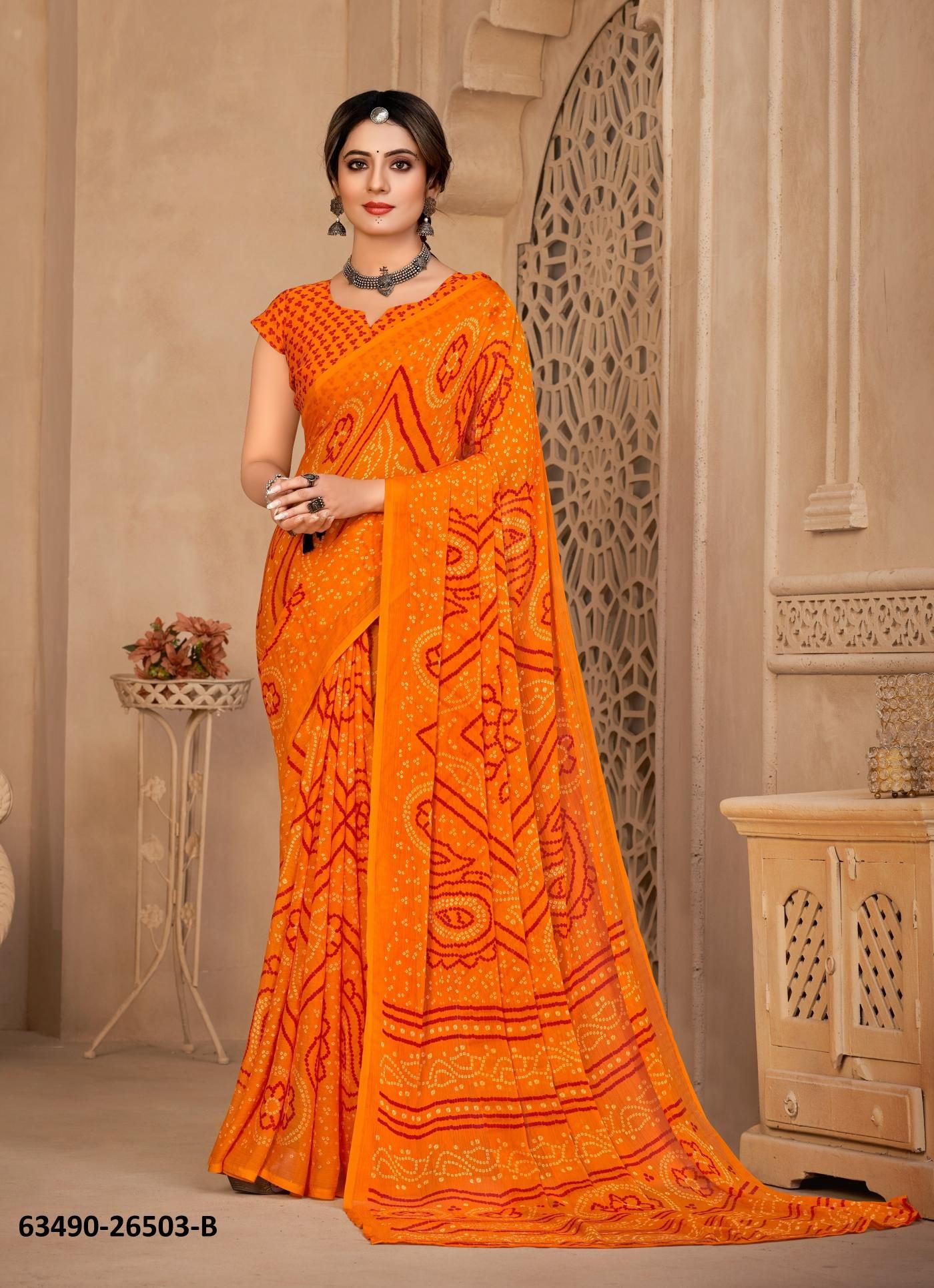 STAR CHIFFON 134 - Catalog # 63490 (Set of 12 Sarees) by Ruchi Sarees