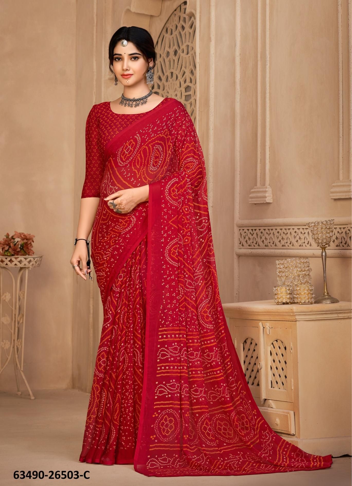 STAR CHIFFON 134 - Catalog # 63490 (Set of 12 Sarees) by Ruchi Sarees