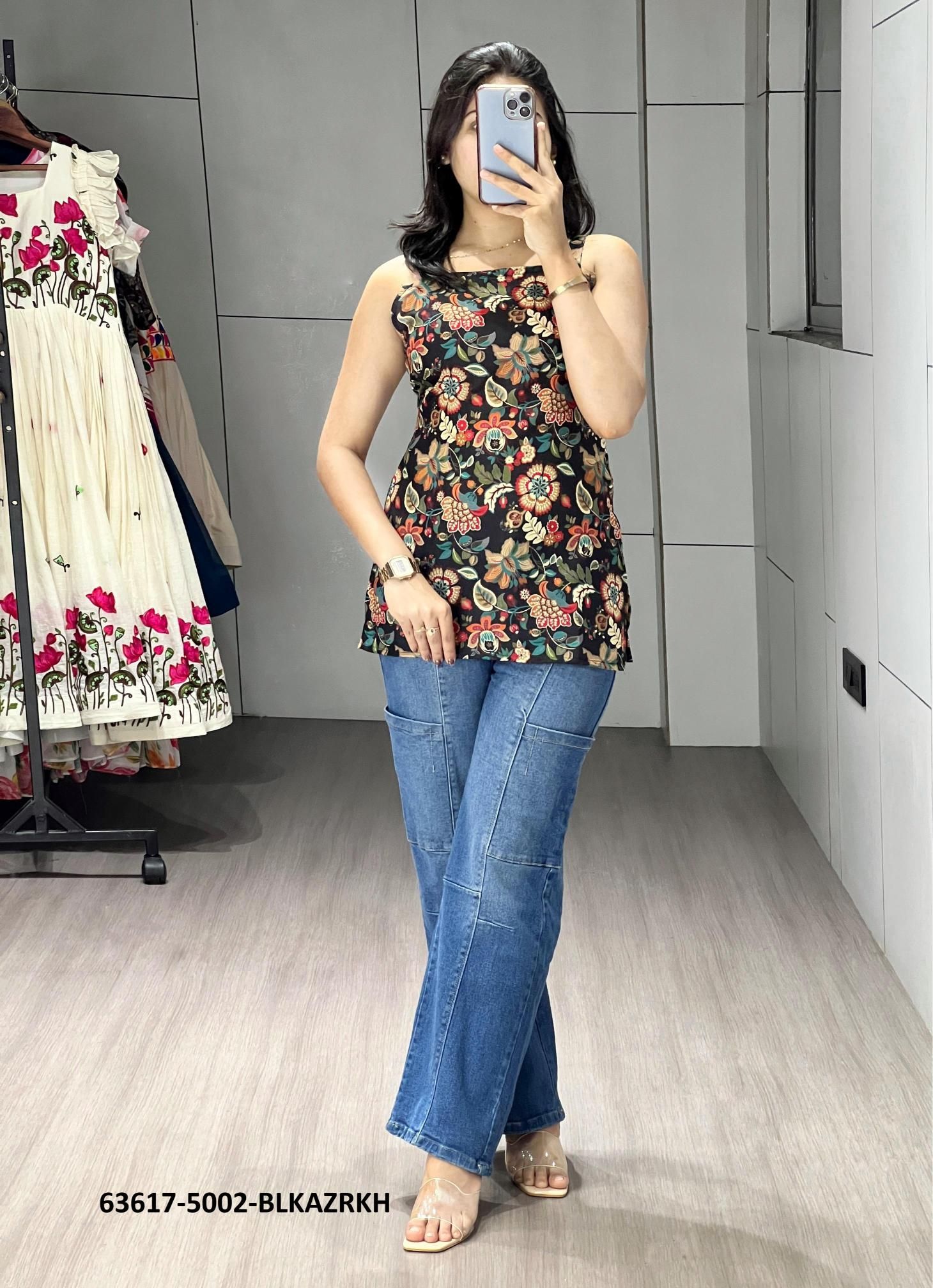 SLEEVELESS SHORT TOP - Catalog # 63617 (Set of 4 Readymade Women's Kurtis / Tops) by Tentmen Clothing SLEEVELESS SHORT TOP - Catalog # 63617 (Set of 4 Readymade Women's Kurtis / Tops) by Tentmen Clothing