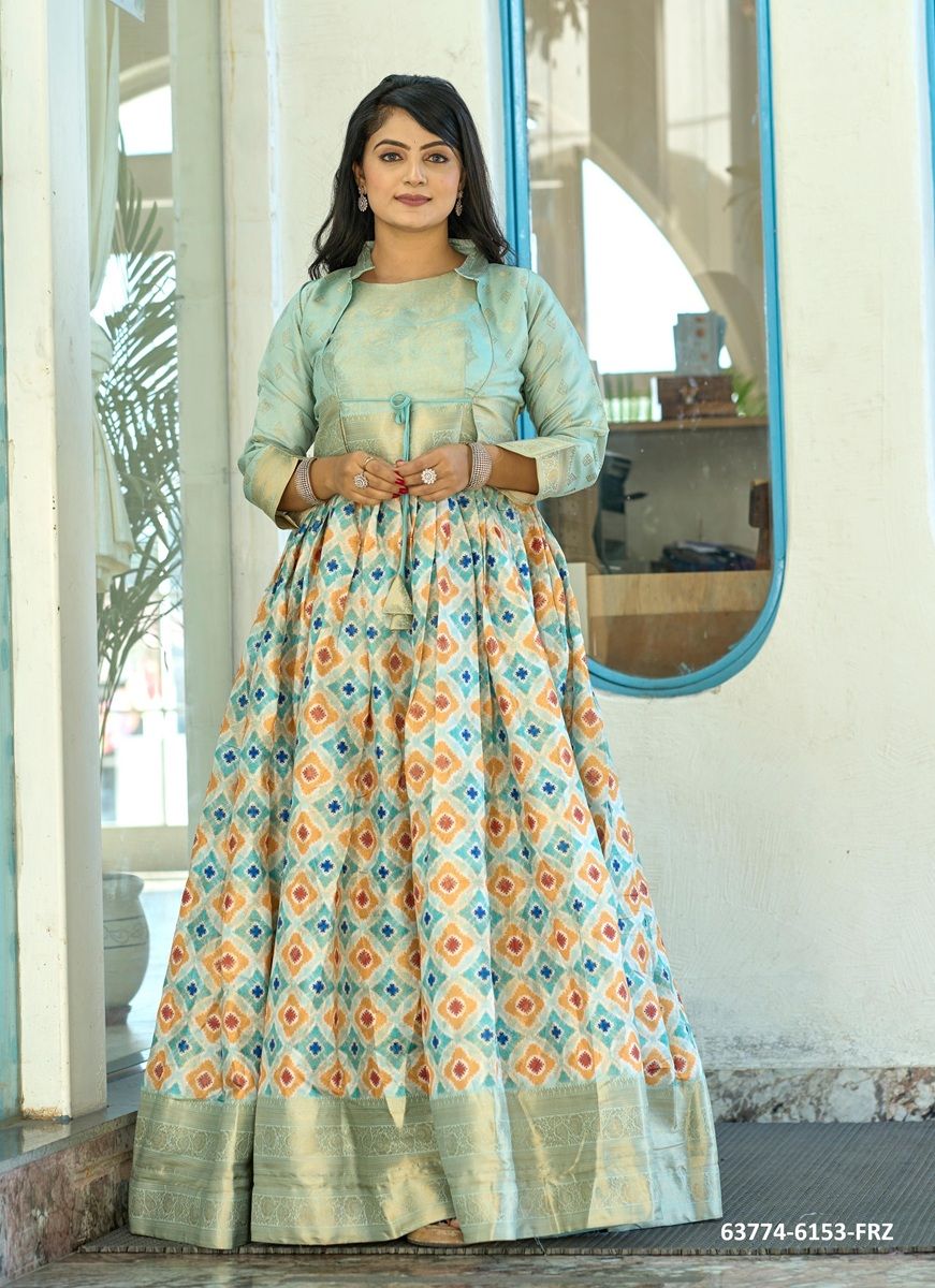 GOWNS WITH KOTI 6153 - Catalog # 63774 (Set of 2 Readymade Gowns) by Amdavadi Fashion GOWNS WITH KOTI 6153 - Catalog # 63774 (Set of 2 Readymade Gowns) by Amdavadi Fashion