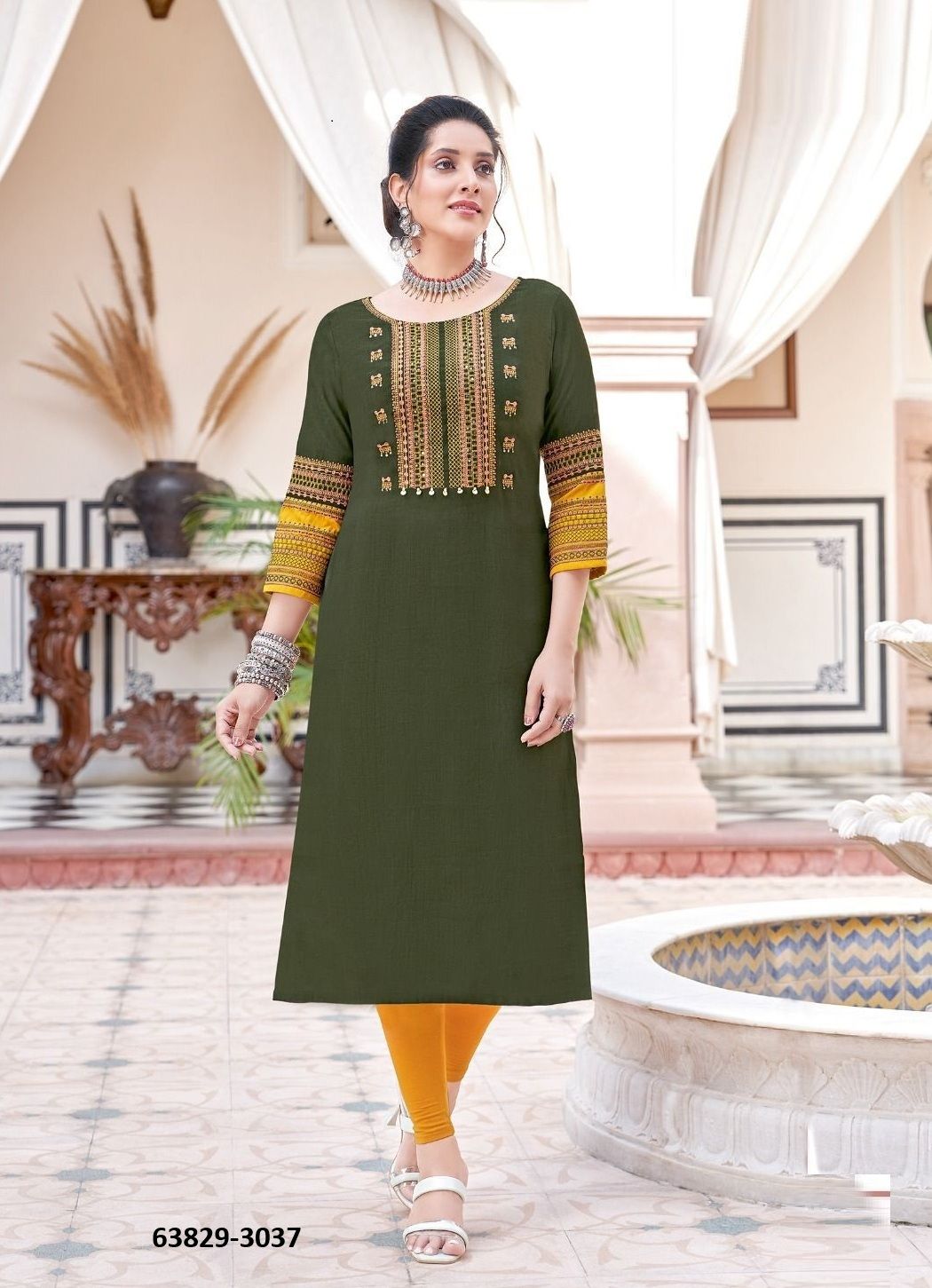SALONEE 8 - Catalog # 63829 (Set of 6 Readymade Women's Kurtis / Tops) by Wooglee Fashions SALONEE 8 - Catalog # 63829 (Set of 6 Readymade Women's Kurtis / Tops) by Wooglee Fashions