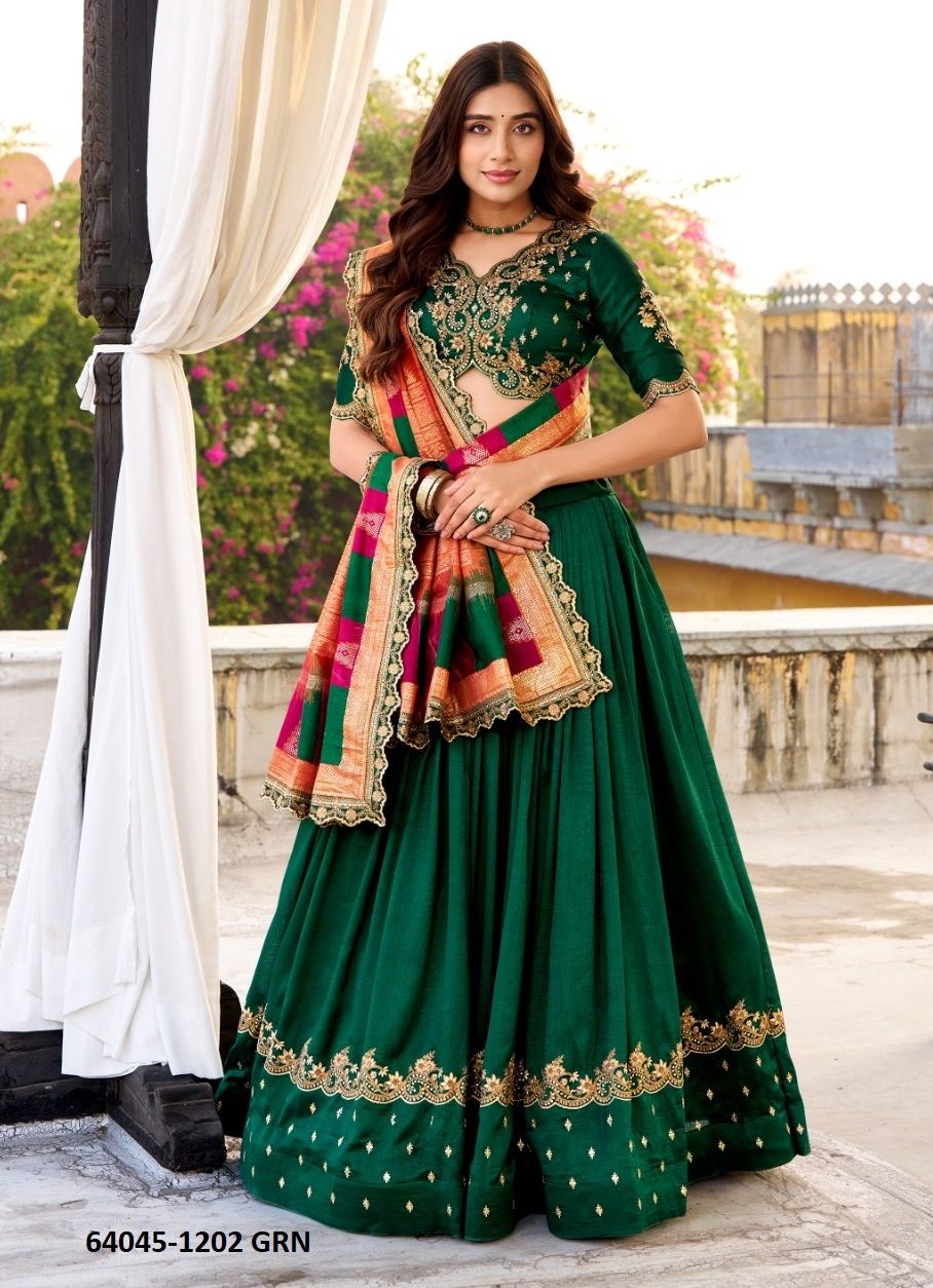AARNA - Catalog # 64045 (Set of 4 Semi-Stitched Lehengas) by Komal Pret