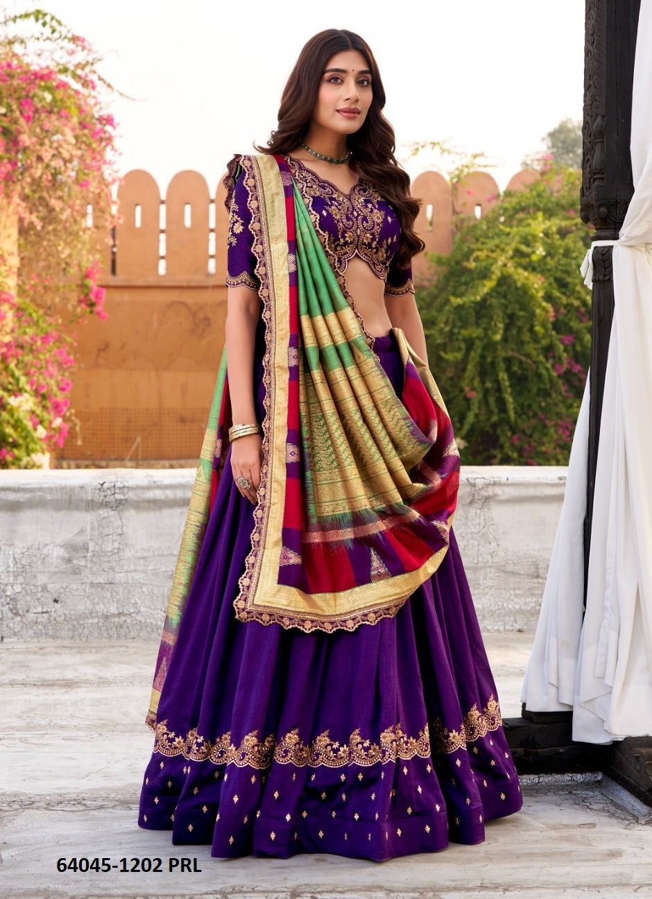 AARNA - Catalog # 64045 (Set of 4 Semi-Stitched Lehengas) by Komal Pret