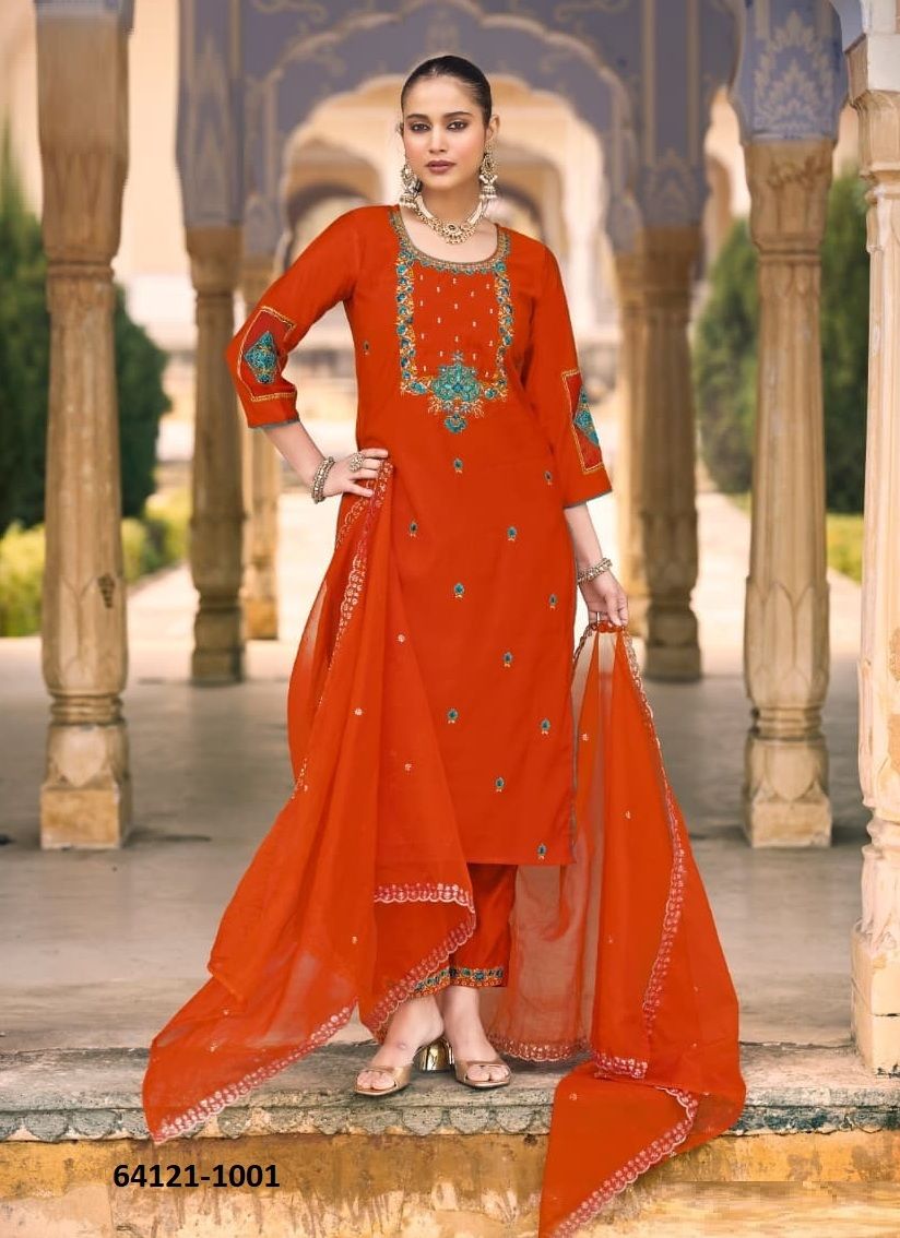 GOLDY - Catalog # 64121 (Set of 4 Readymade Salwar Suits) GOLDY - Catalog # 64121 (Set of 4 Readymade Salwar Suits)