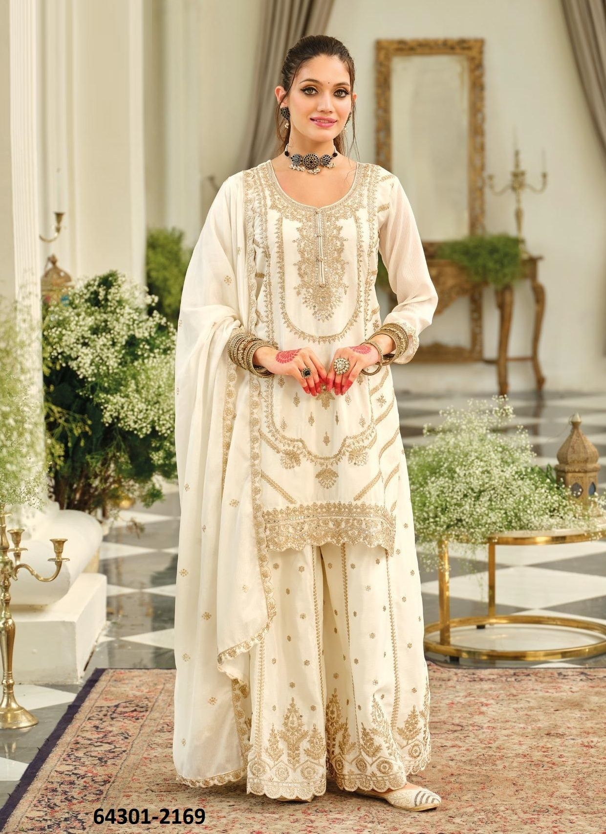 KASHMIRA - BLACK & WHITE - Catalog # 64301 (Set of 2 Readymade Salwar Suits) KASHMIRA - BLACK & WHITE - Catalog # 64301 (Set of 2 Readymade Salwar Suits)