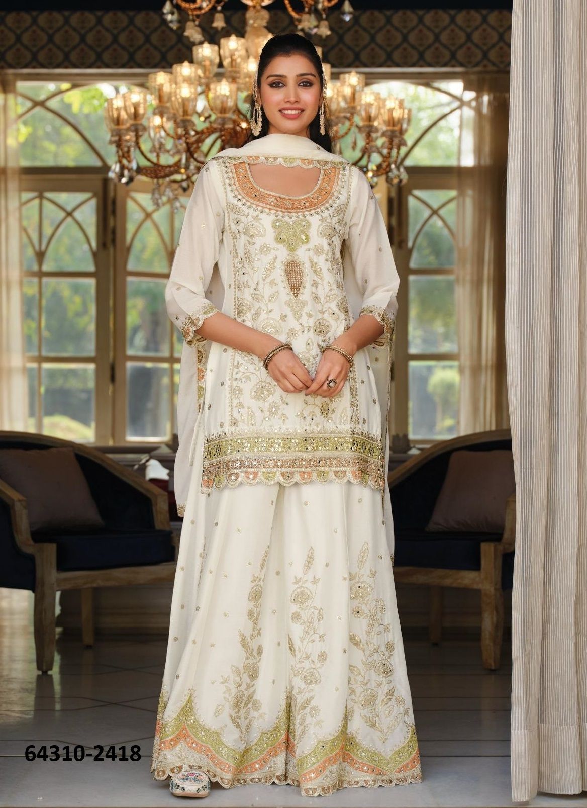ANOKHI - BLACK & WHITE - Catalog # 64310 (Set of 2 Readymade Salwar Suits) ANOKHI - BLACK & WHITE - Catalog # 64310 (Set of 2 Readymade Salwar Suits)
