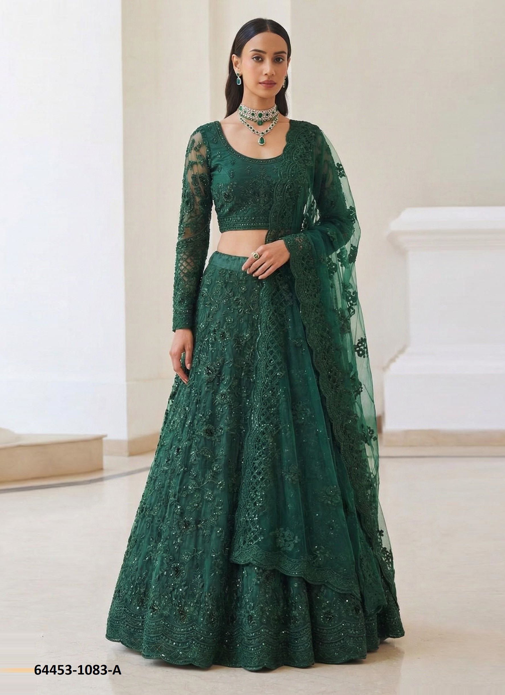 ALZ 1083 - Catalog # 64453 (Set of 4 Semi-Stitched Lehengas) ALZ 1083 - Catalog # 64453 (Set of 4 Semi-Stitched Lehengas)
