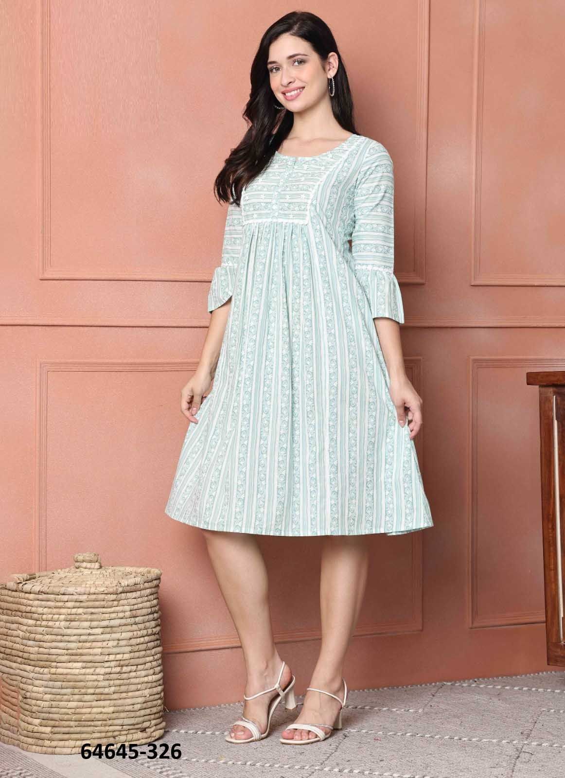 FROCK STYLE MATERNITY DRESS - Catalog # 64645 (Set of 8 Readymade Women's Kurtis / Tops)