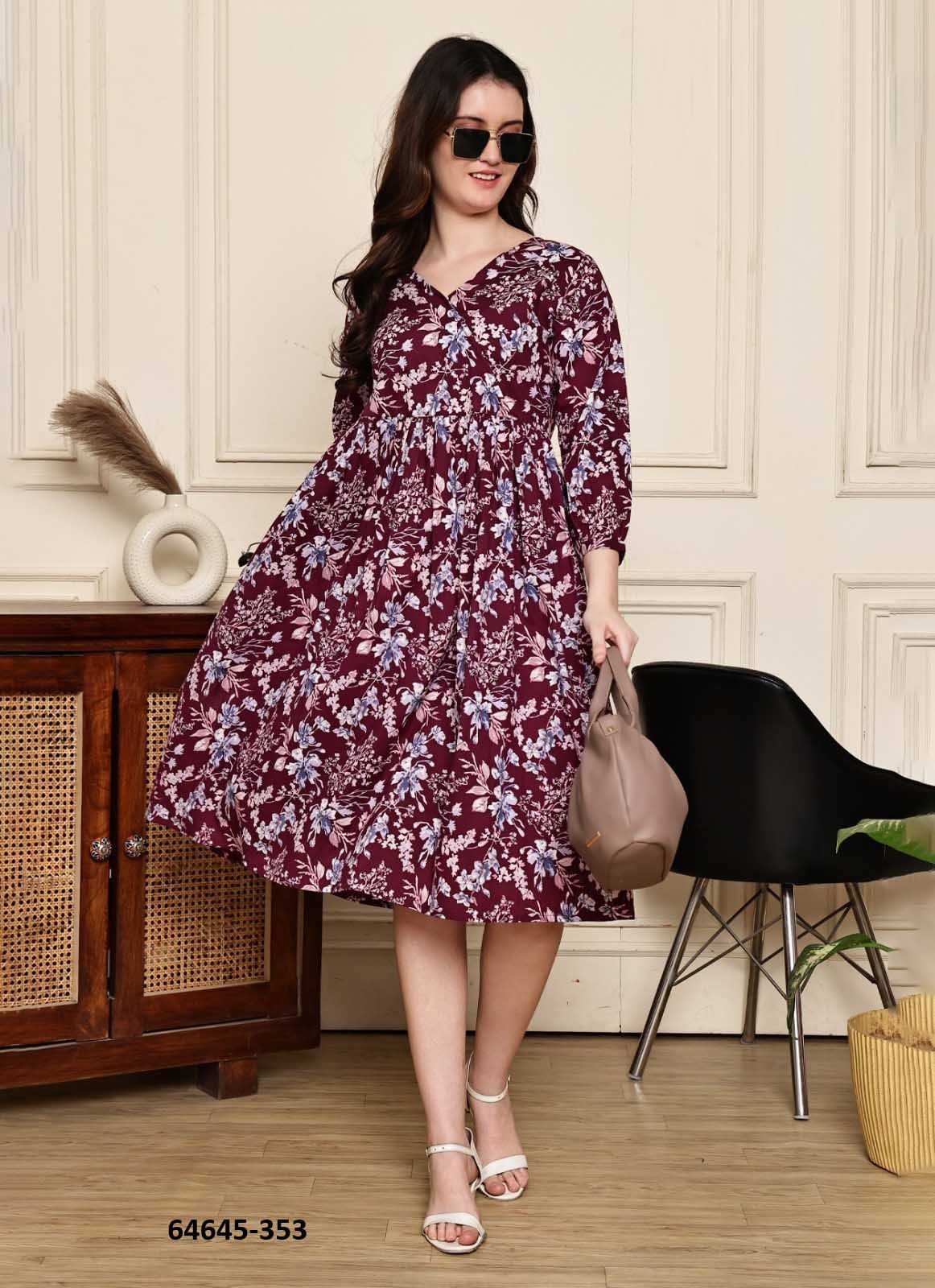 FROCK STYLE MATERNITY DRESS - Catalog # 64645 (Set of 8 Readymade Women's Kurtis / Tops)