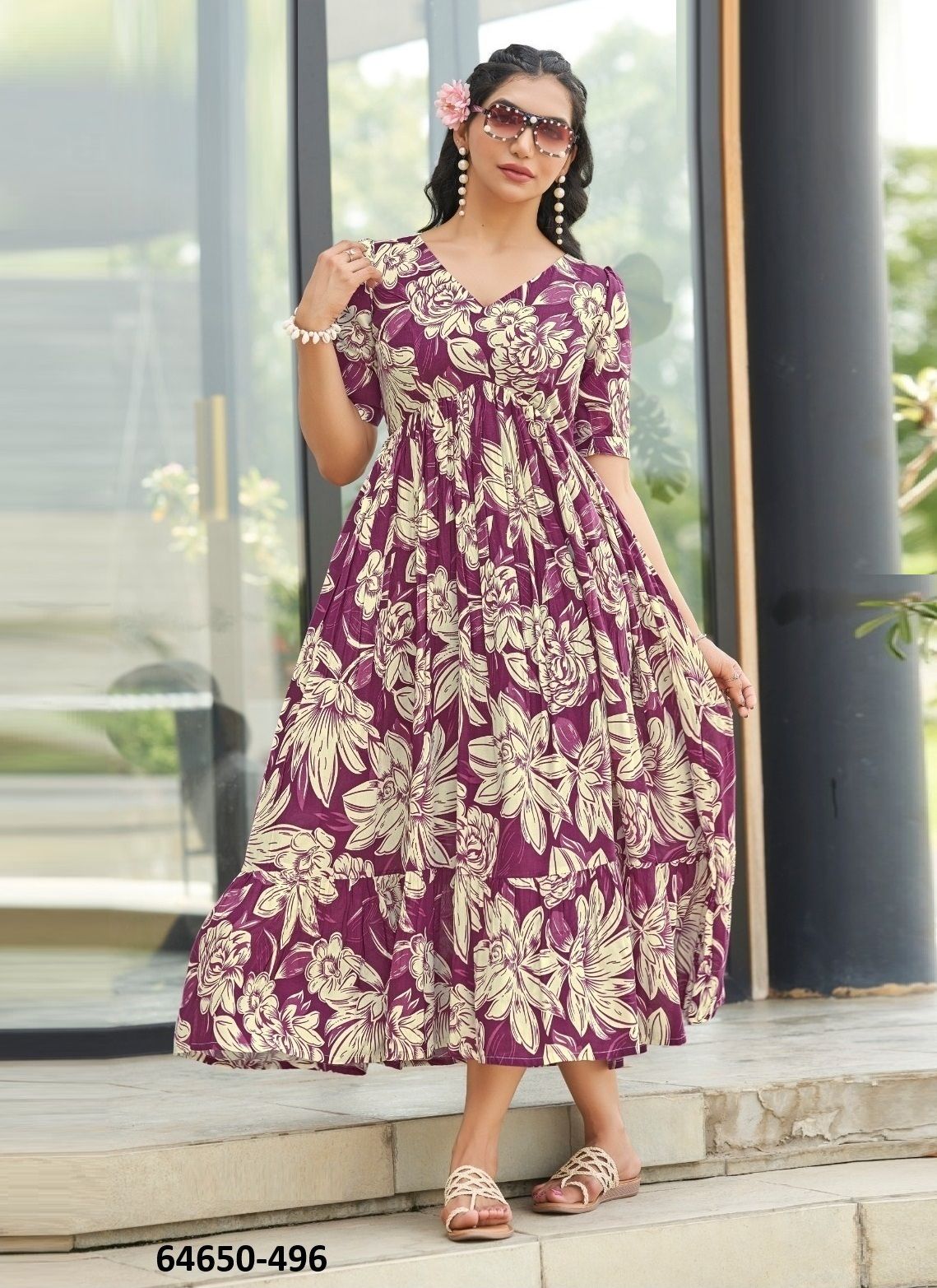 RUKMINI - Catalog # 64650 (Set of 4 Readymade Women's Kurtis / Tops)