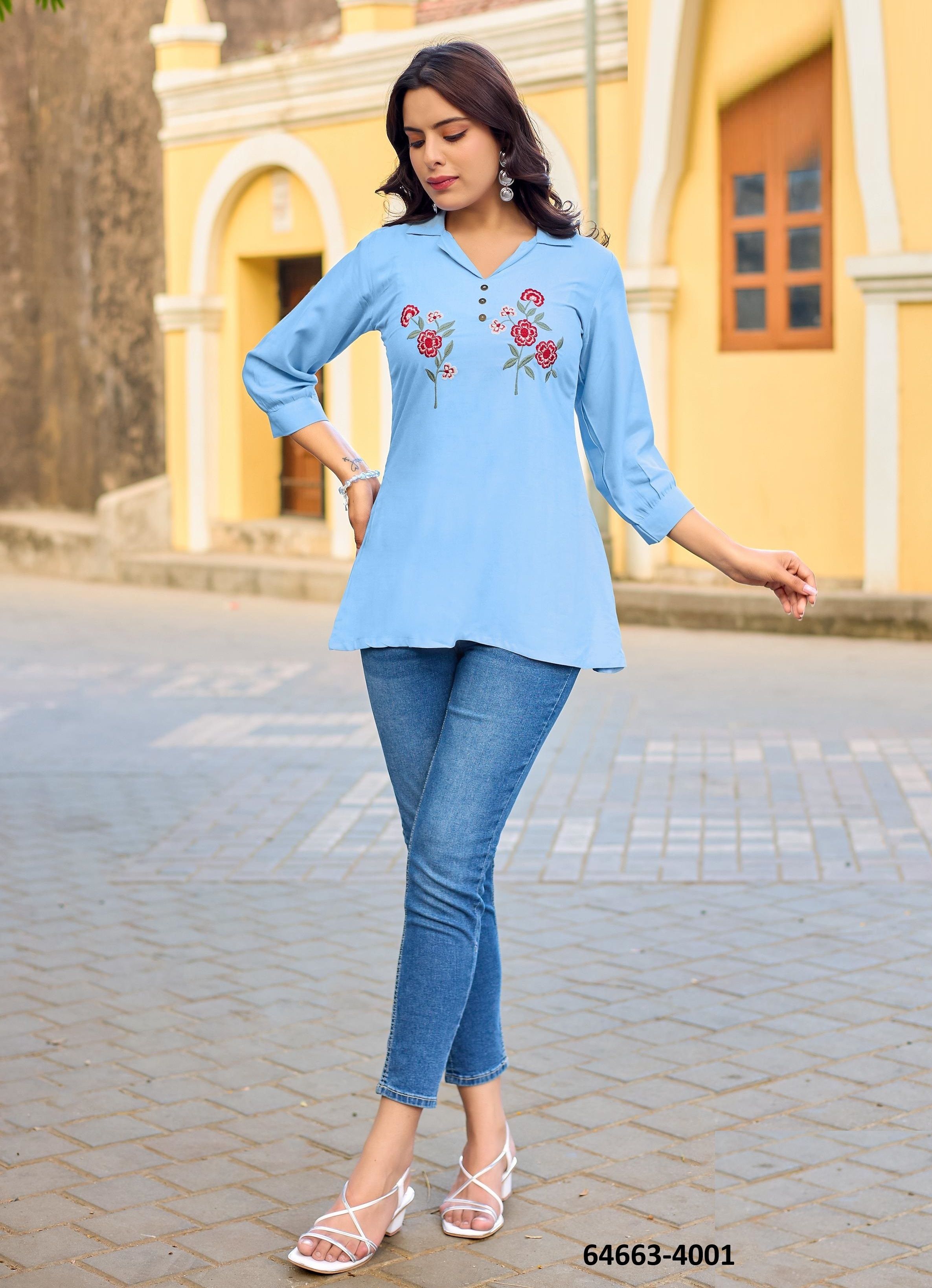 LIYANA - Catalog # 64663 (Set of 6 Readymade Women's Kurtis / Tops) LIYANA - Catalog # 64663 (Set of 6 Readymade Women's Kurtis / Tops)