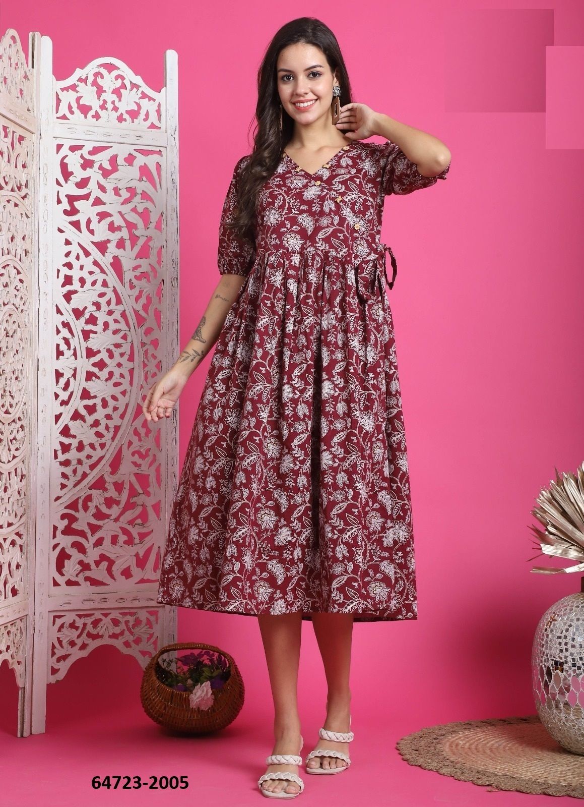 FLORAL FROCKS - Catalog # 64723 (Set of 13 Readymade Women's Kurtis / Tops)