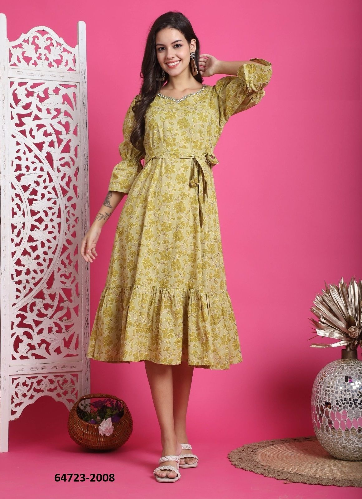FLORAL FROCKS - Catalog # 64723 (Set of 13 Readymade Women's Kurtis / Tops)