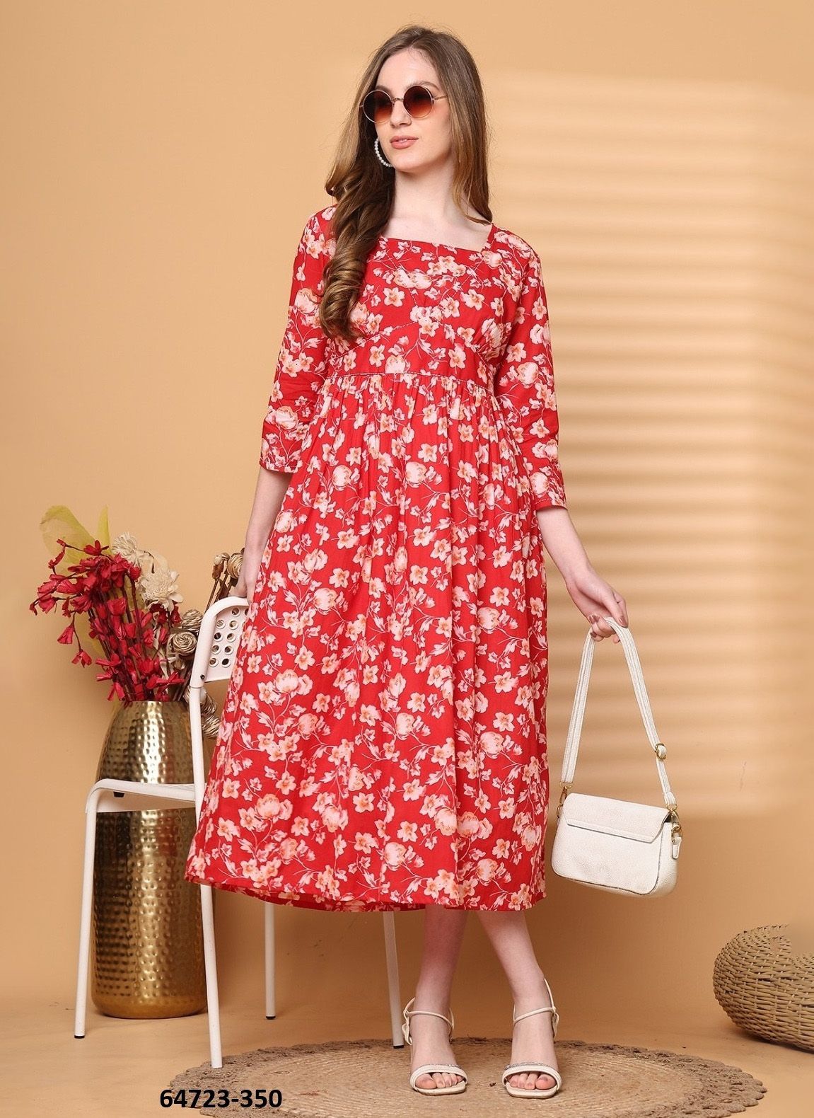 FLORAL FROCKS - Catalog # 64723 (Set of 13 Readymade Women's Kurtis / Tops)