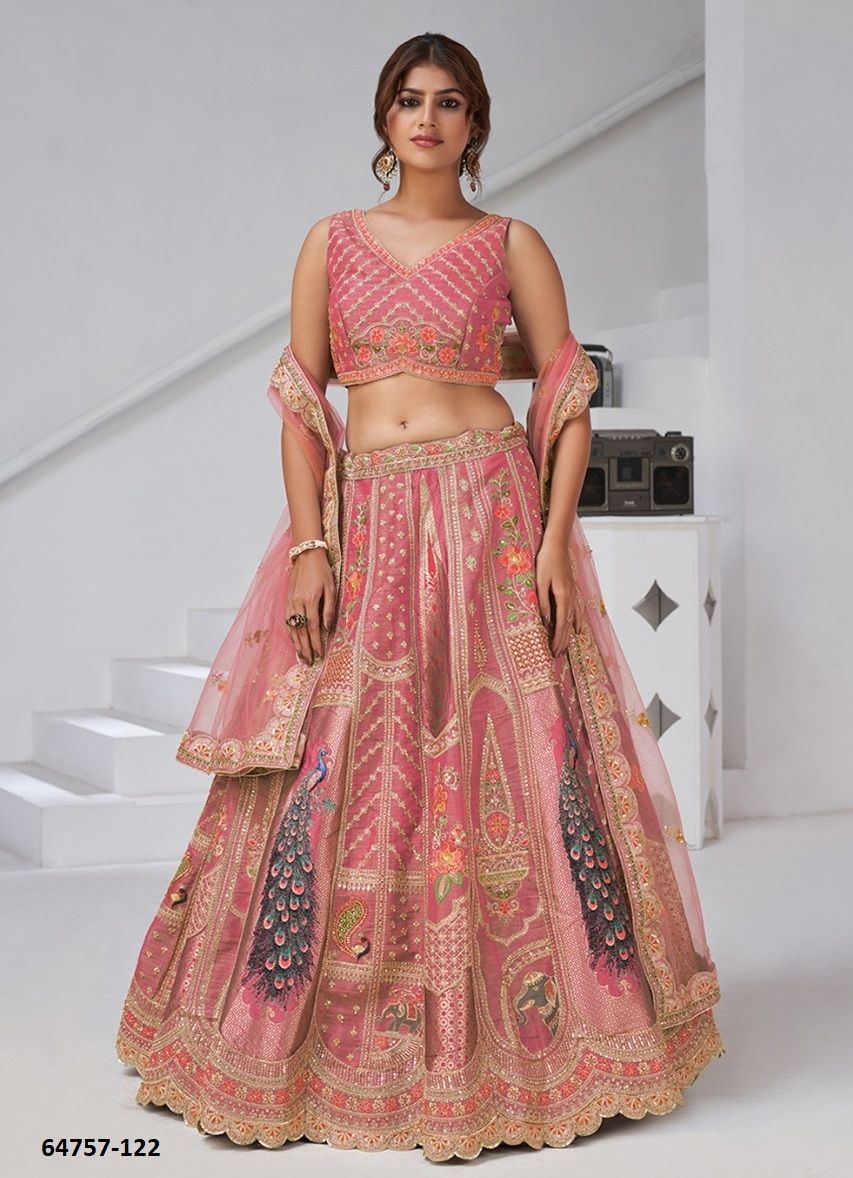 SERIES 121 - Catalog # 64757 (Set of 4 Semi-Stitched Lehengas)