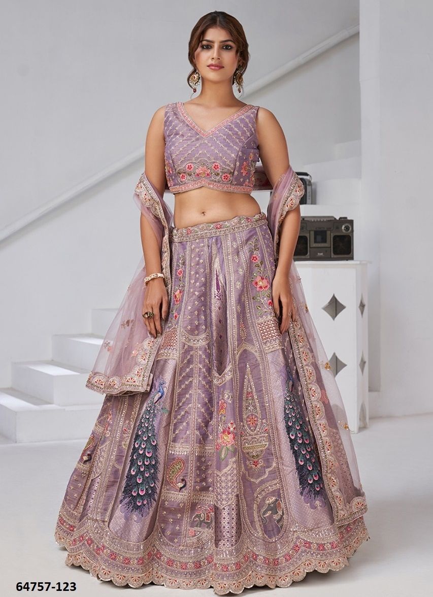 SERIES 121 - Catalog # 64757 (Set of 4 Semi-Stitched Lehengas)