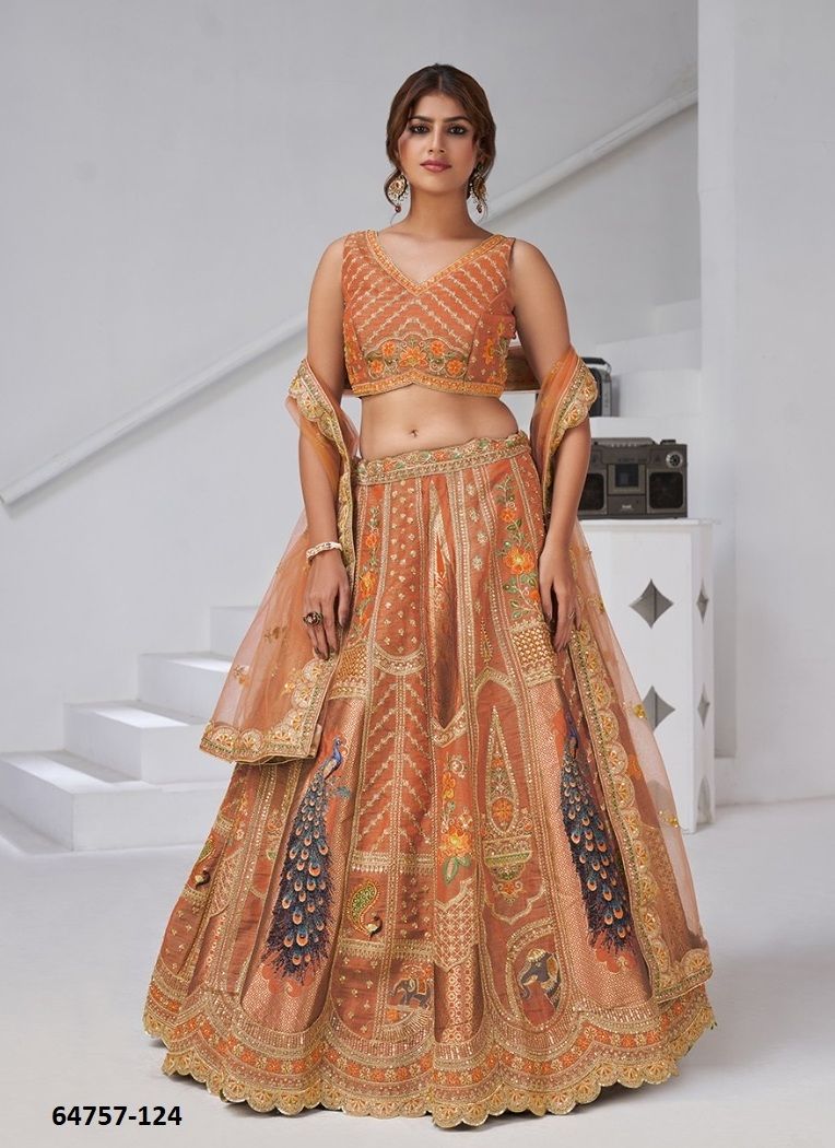 SERIES 121 - Catalog # 64757 (Set of 4 Semi-Stitched Lehengas)