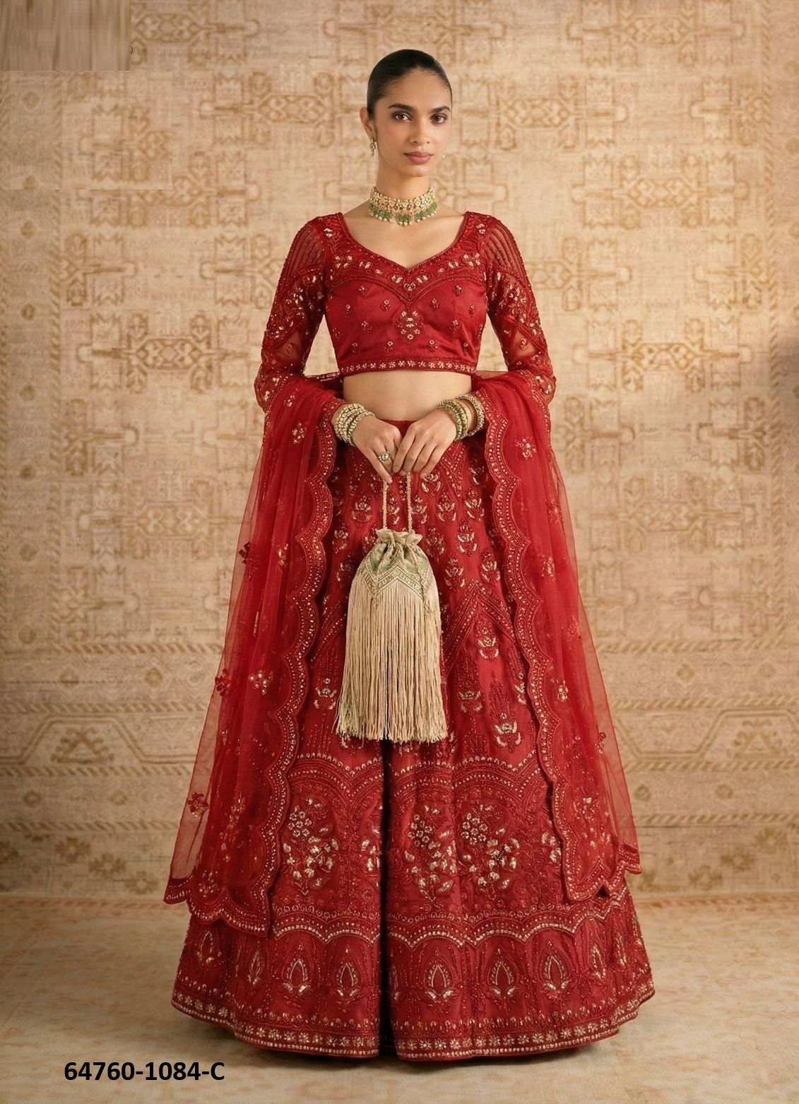 SERIES 1084 - Catalog # 64760 (Set of 5 Semi-Stitched Lehengas)
