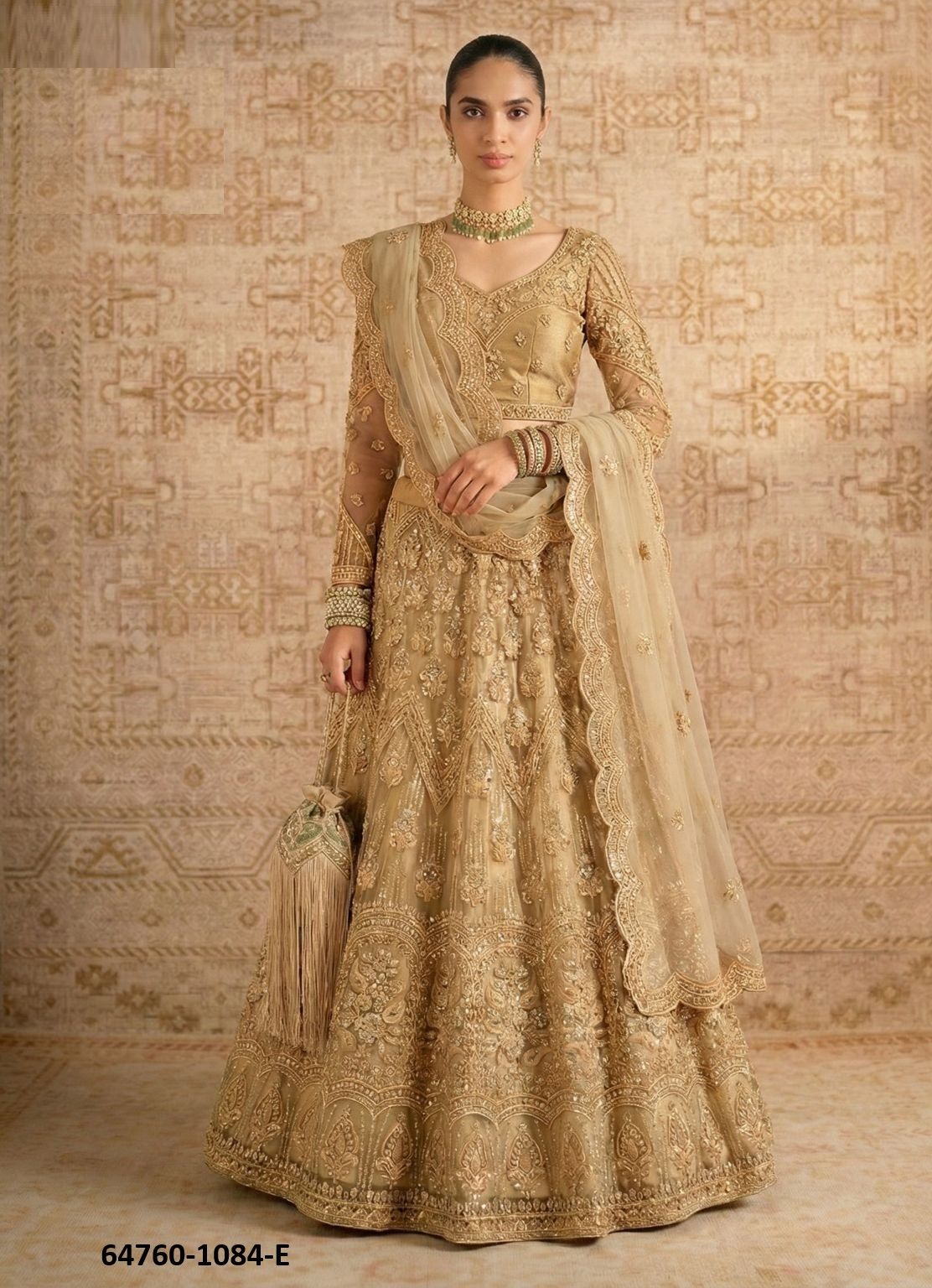 SERIES 1084 - Catalog # 64760 (Set of 5 Semi-Stitched Lehengas)