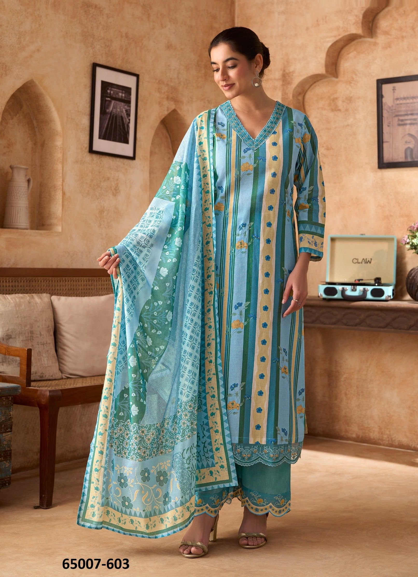 FLOW TALES - Catalog # 65007 (Set of 6 Semi-Stitched / Un-Stitched Suits) FLOW TALES - Catalog # 65007 (Set of 6 Semi-Stitched / Un-Stitched Suits)