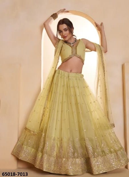 CHANDRAKALA 3 - Catalog # 65018 (Set of 5 Semi-Stitched Lehengas)