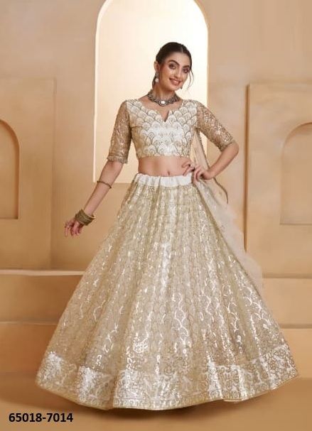 CHANDRAKALA 3 - Catalog # 65018 (Set of 5 Semi-Stitched Lehengas)