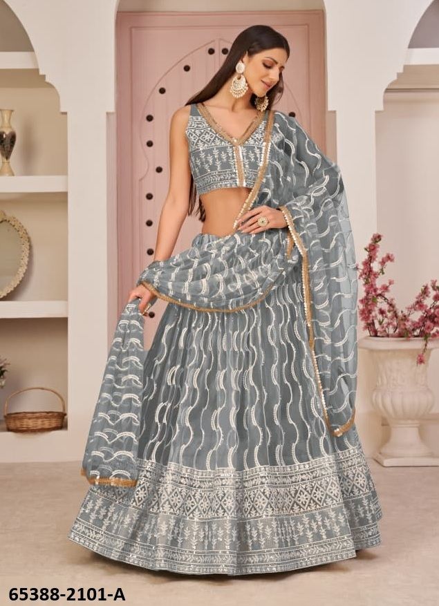 SERIES 2101 - Catalog # 65388 (Set of 4 Semi-Stitched Lehengas)