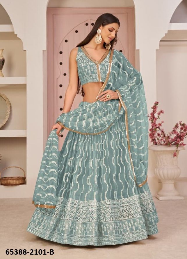 SERIES 2101 - Catalog # 65388 (Set of 4 Semi-Stitched Lehengas)