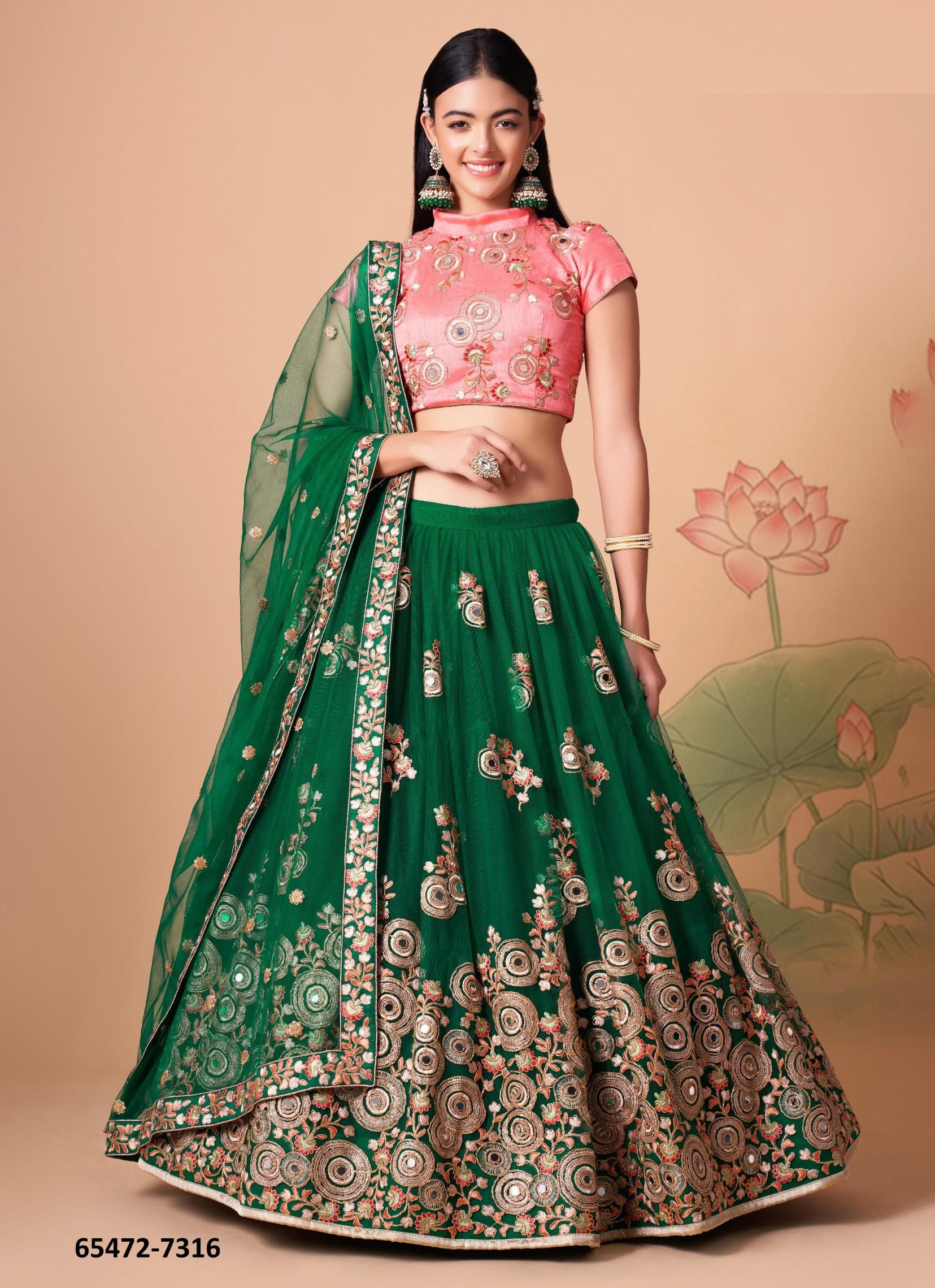 NEO ROMANTIC 3 - Catalog # 65472 (Set of 12 Semi-Stitched Lehengas)