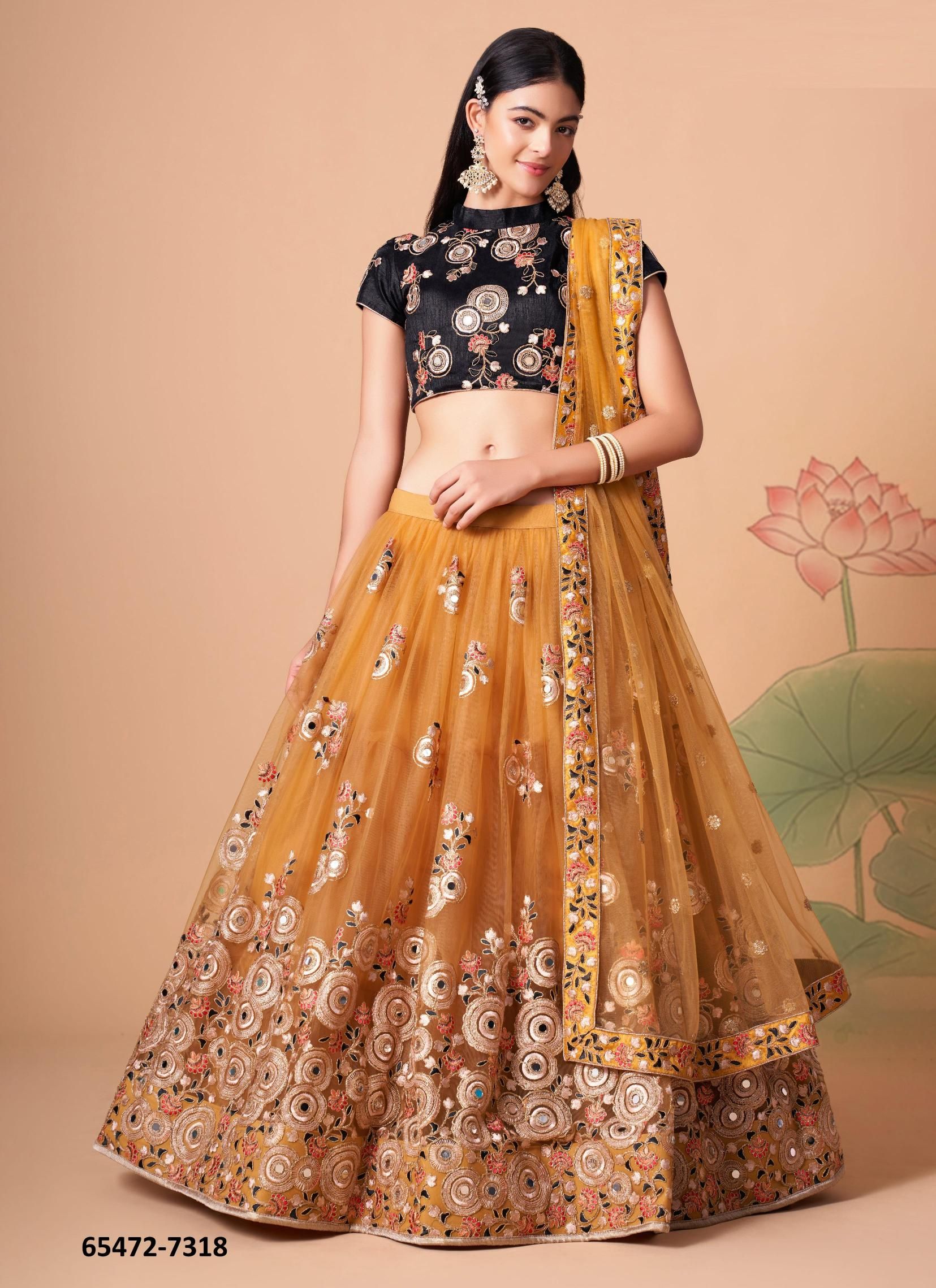 NEO ROMANTIC 3 - Catalog # 65472 (Set of 12 Semi-Stitched Lehengas)