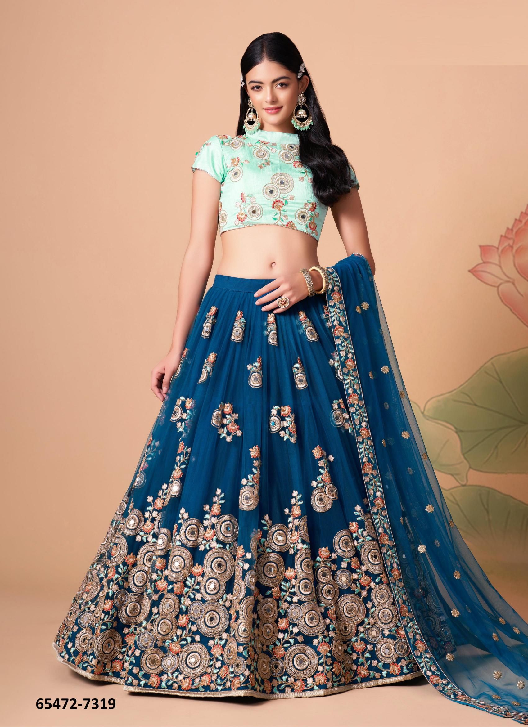 NEO ROMANTIC 3 - Catalog # 65472 (Set of 12 Semi-Stitched Lehengas)