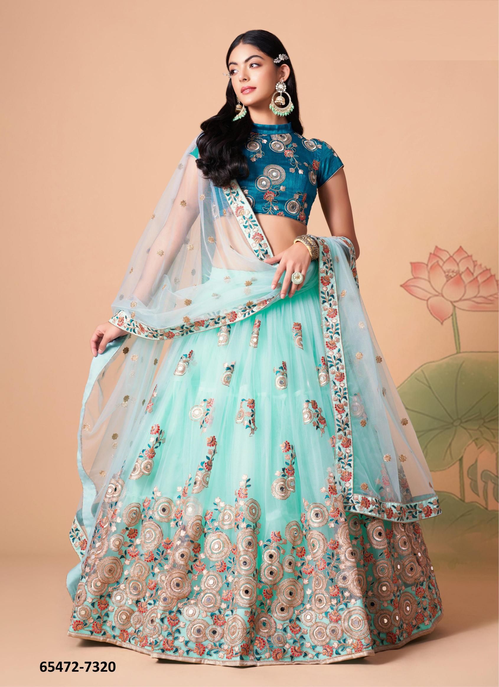 NEO ROMANTIC 3 - Catalog # 65472 (Set of 12 Semi-Stitched Lehengas)