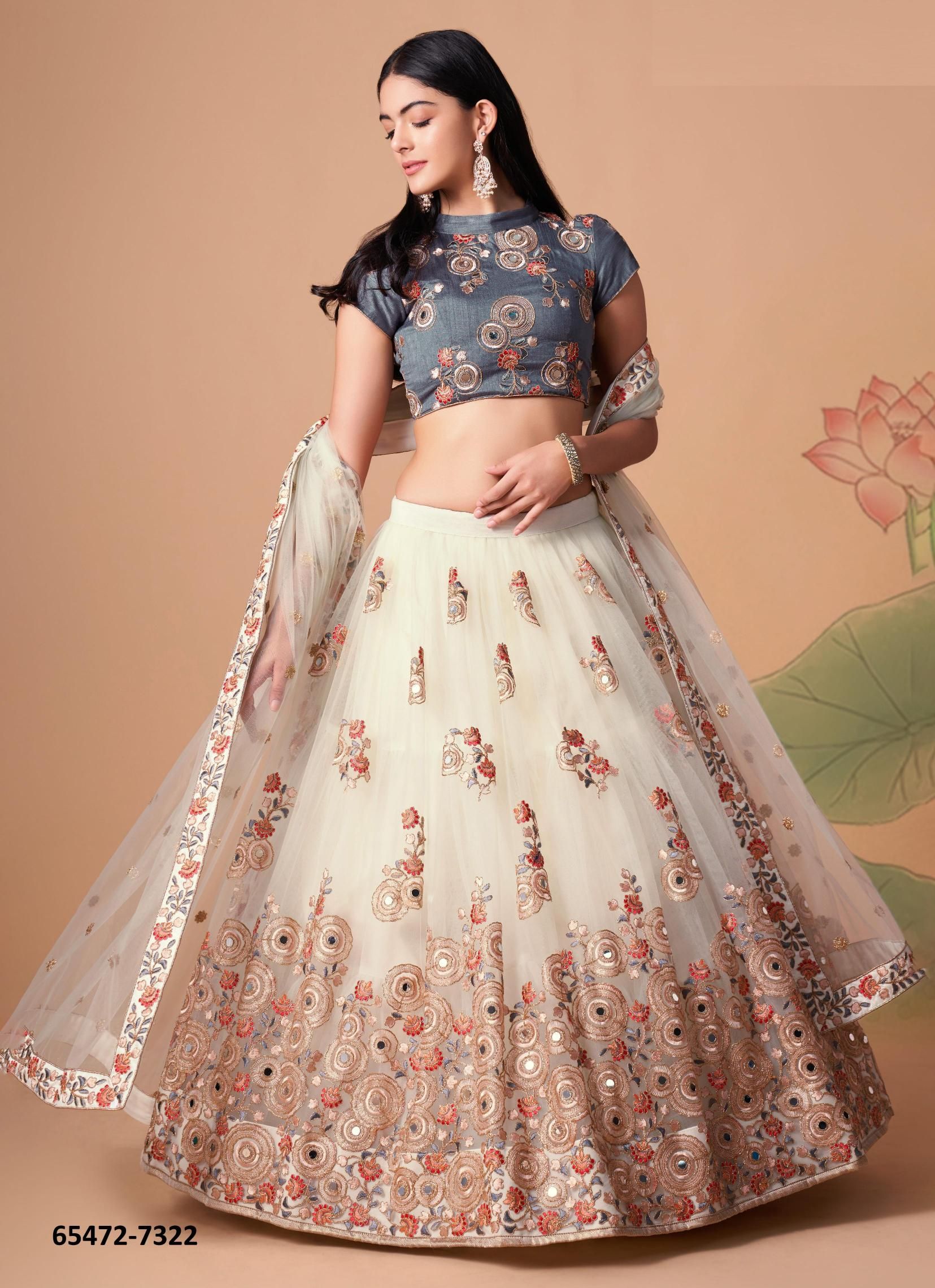NEO ROMANTIC 3 - Catalog # 65472 (Set of 12 Semi-Stitched Lehengas)