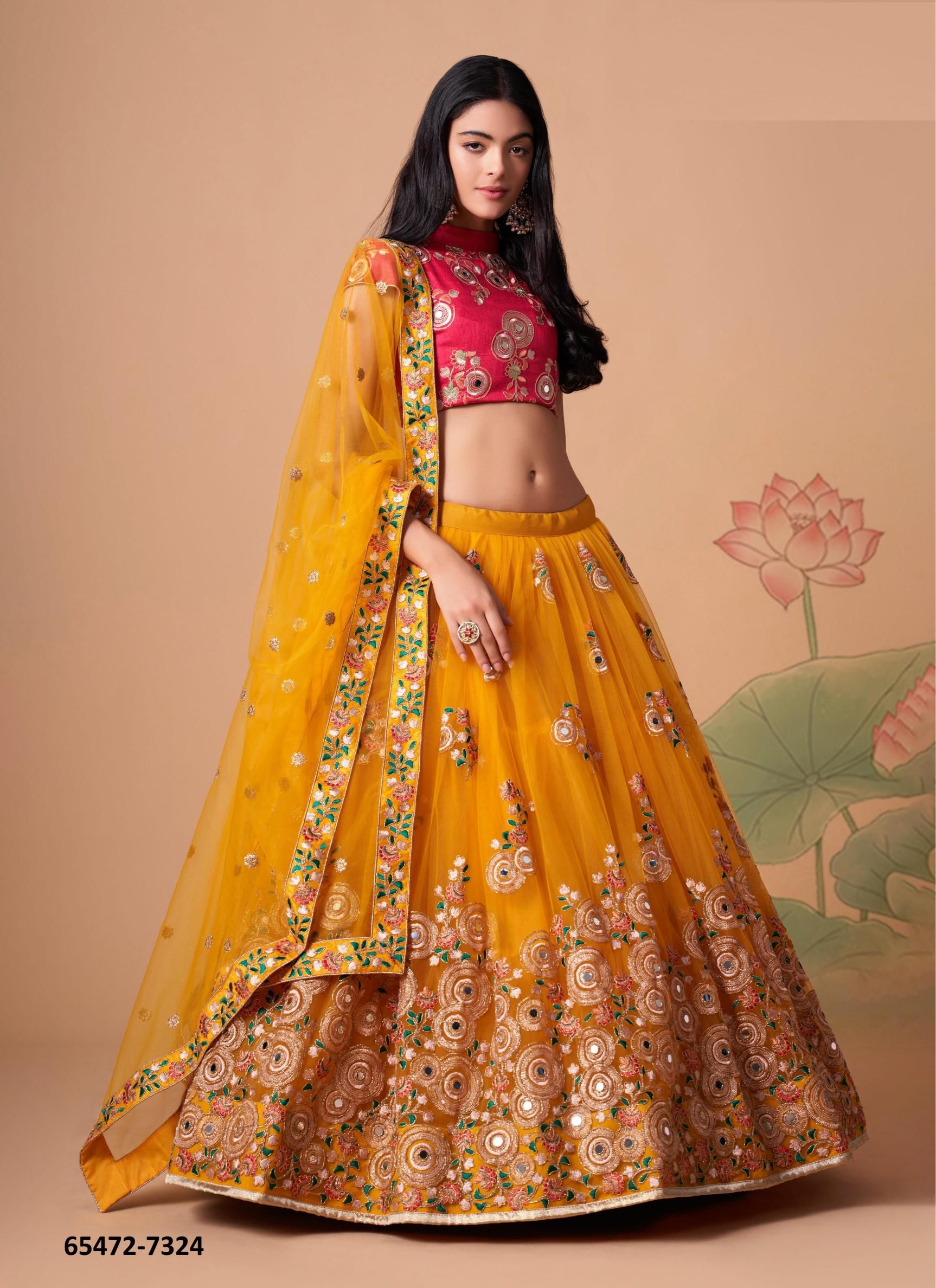 NEO ROMANTIC 3 - Catalog # 65472 (Set of 12 Semi-Stitched Lehengas)