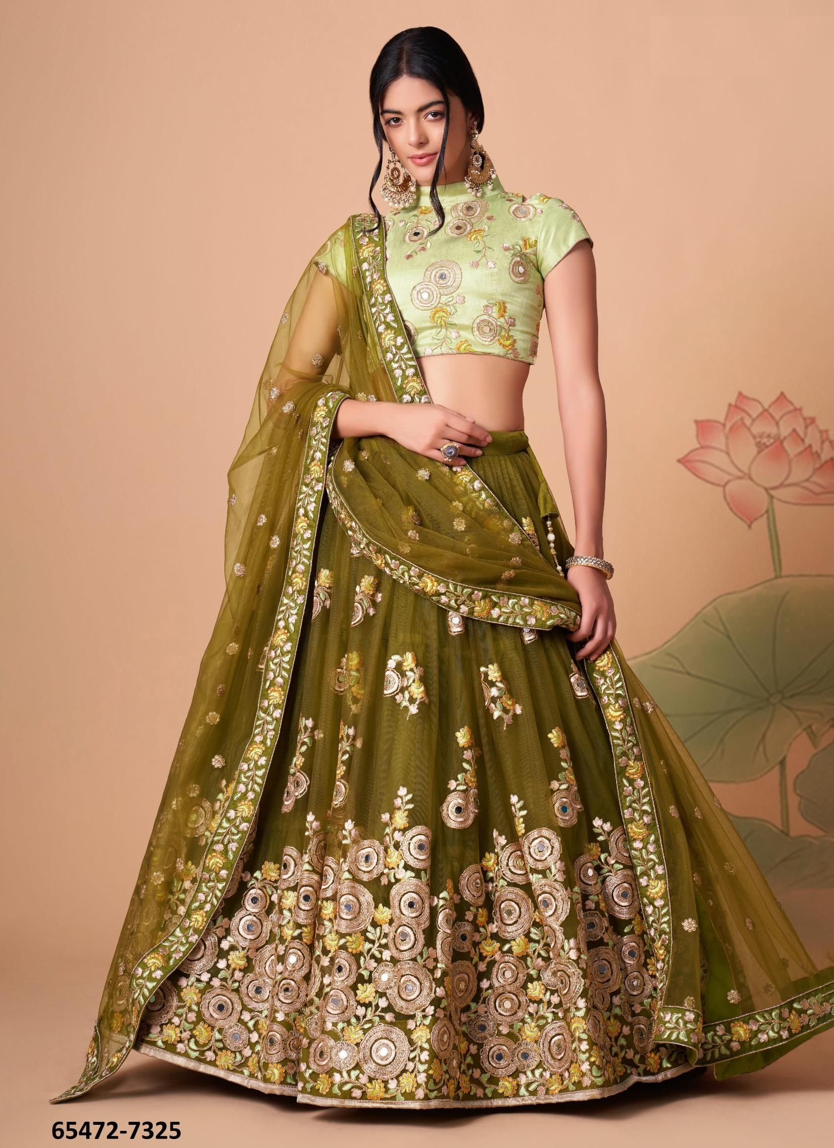 NEO ROMANTIC 3 - Catalog # 65472 (Set of 12 Semi-Stitched Lehengas)