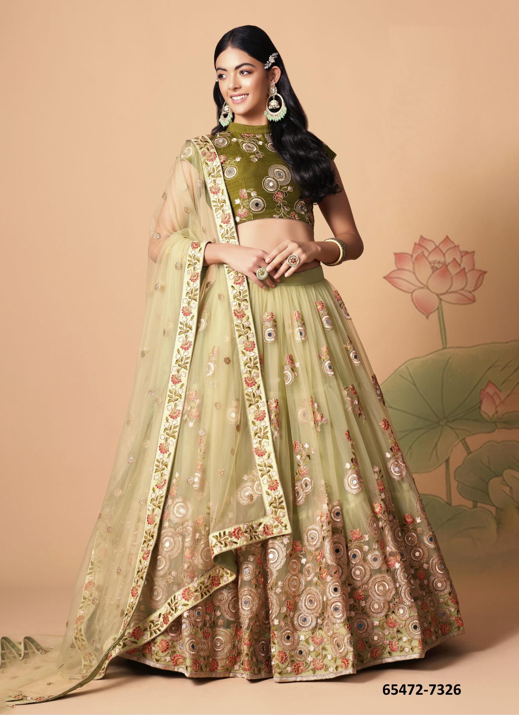 NEO ROMANTIC 3 - Catalog # 65472 (Set of 12 Semi-Stitched Lehengas)